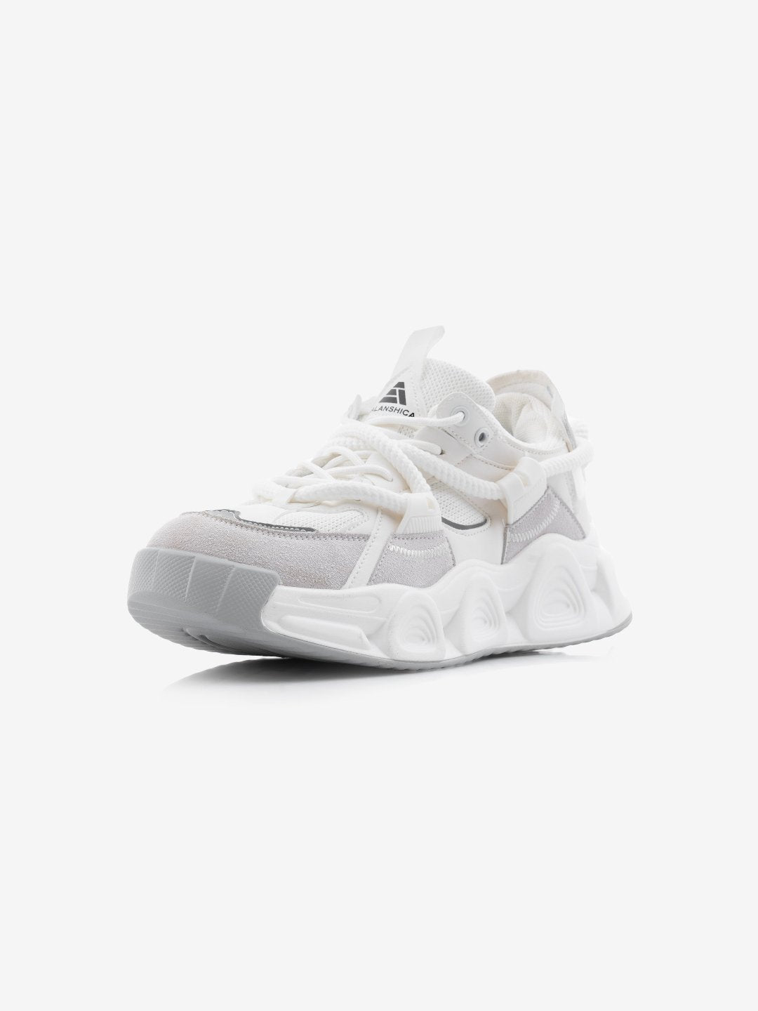 Balanshica Urban Leaf White High Heel Unisex Chunky Sole