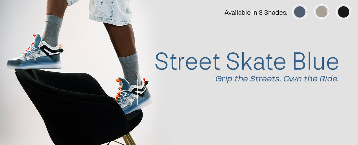 Street Skate 2.0 Blue Mid Top Premium Flat Sole Sneakers