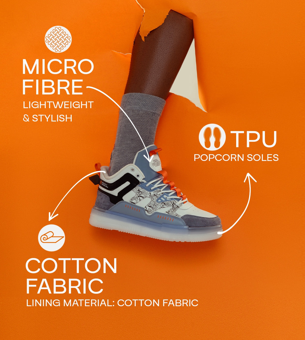 Street Skate 2.0 Blue Mid Top Premium Flat Sole Sneakers