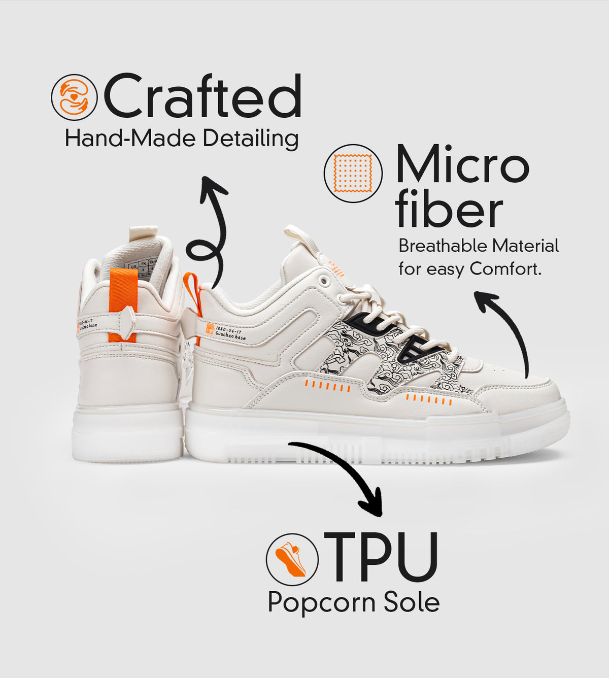 Street Skate 2.0 Beige Mid Top Premium Flat Sole Sneakers