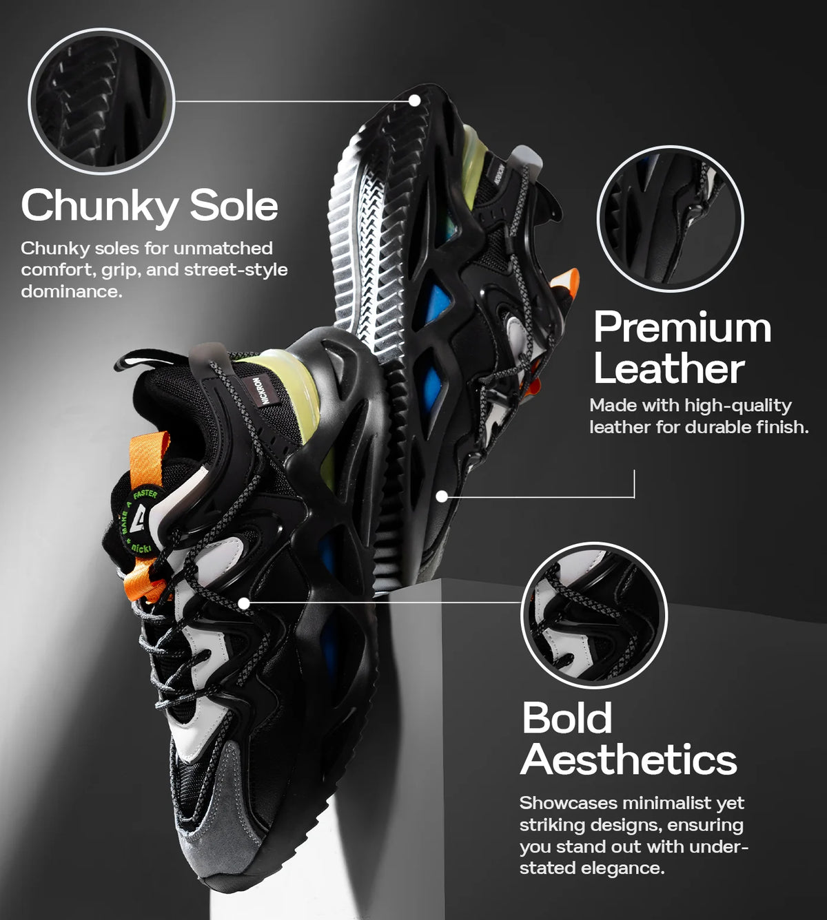 Moscow Carbon Black Low Top Minimalist Classy Sneakers