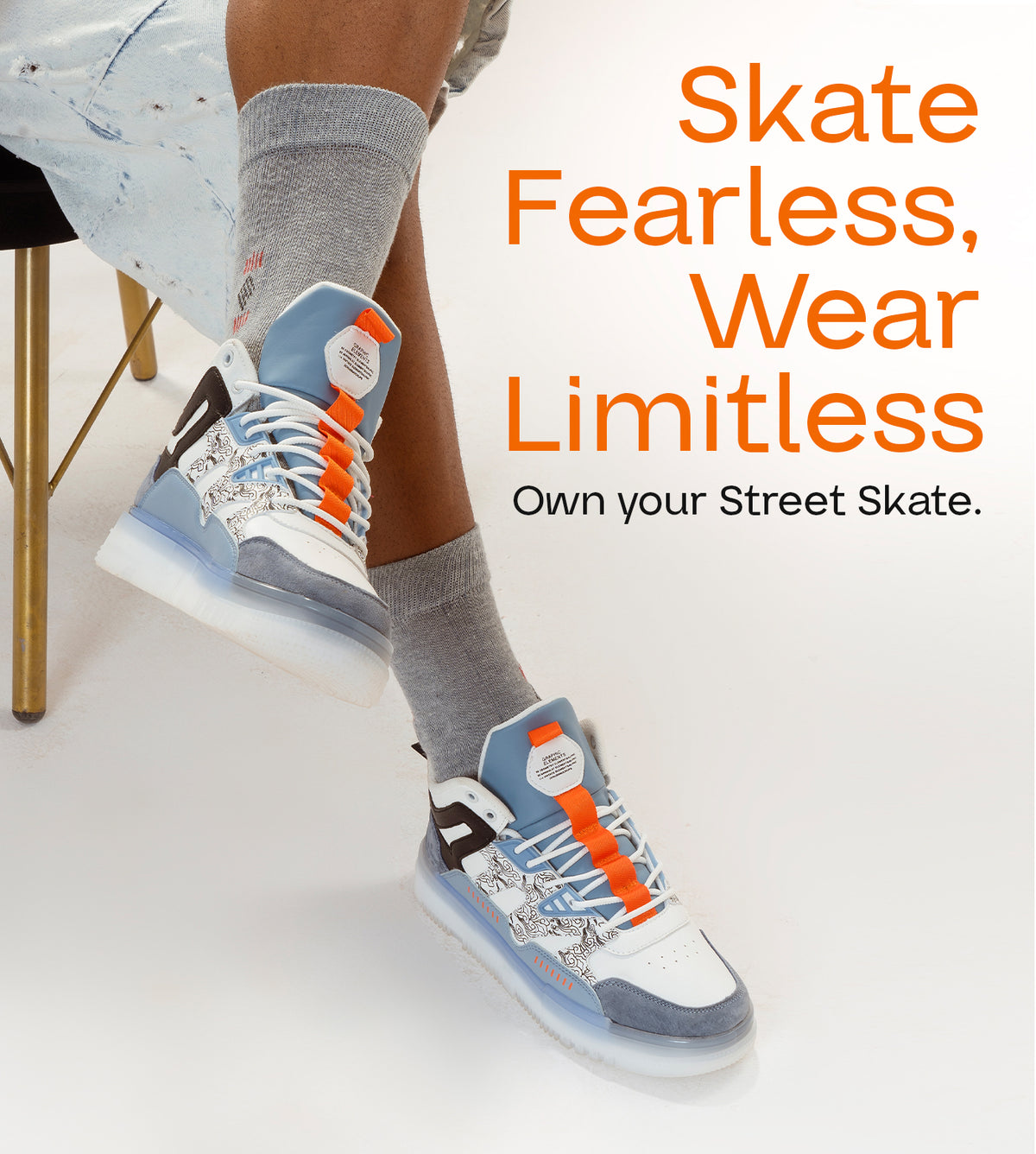 Street Skate 2.0 Blue Mid Top Premium Flat Sole Sneakers