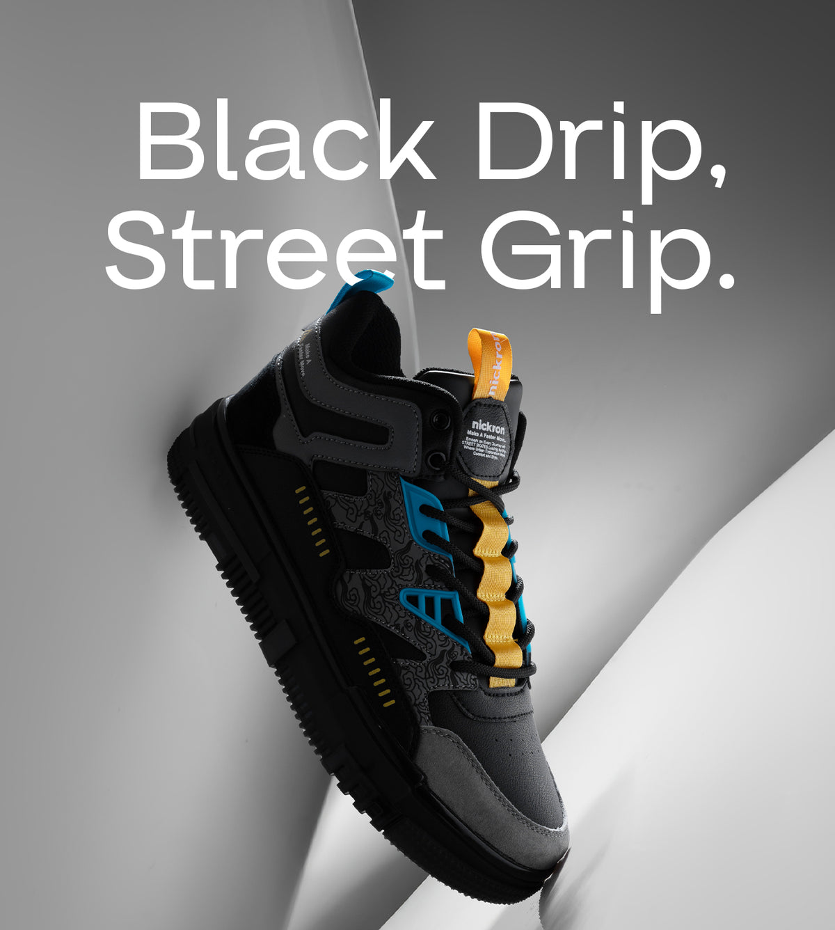 Street Skate 2.0 Black Mid Top Premium Flat Sole Sneakers