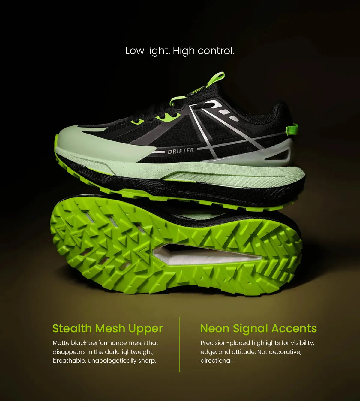 Drifter Black Neon Running High Heel Sneakers