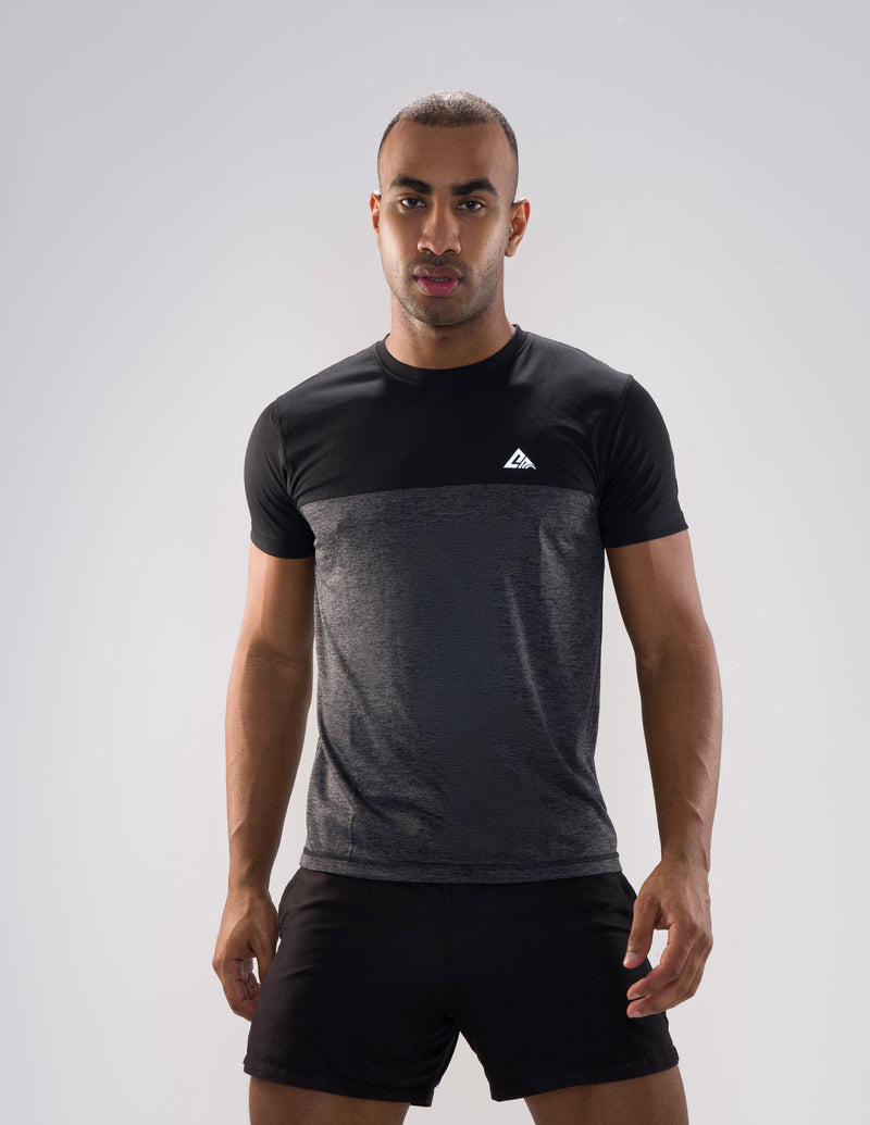 Nickron Solid Half Sleeve T-Shirt Black & Grey