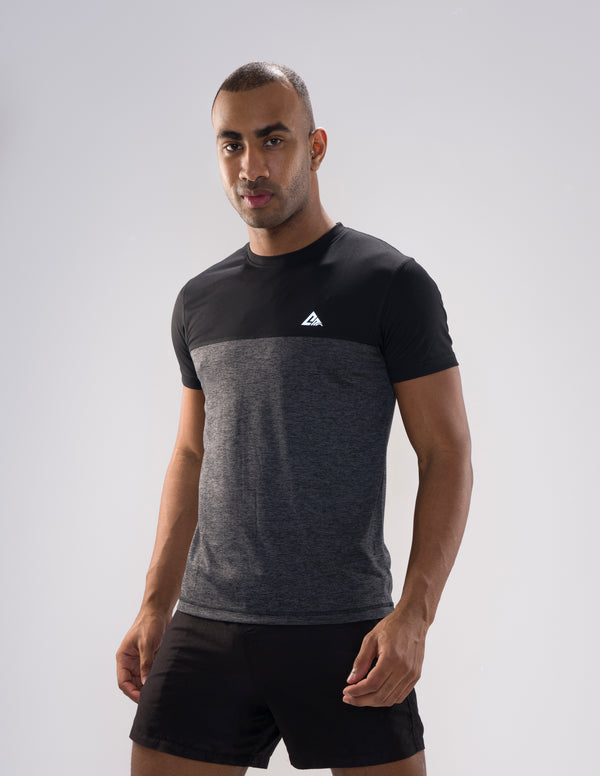 Nickron Solid Half Sleeve T-Shirt Black & Grey
