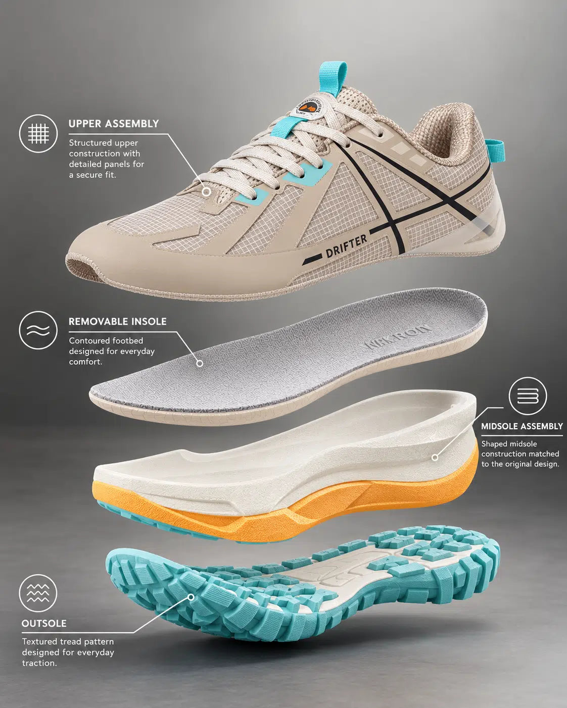 Drifter Beige Aqua Running Shoes
