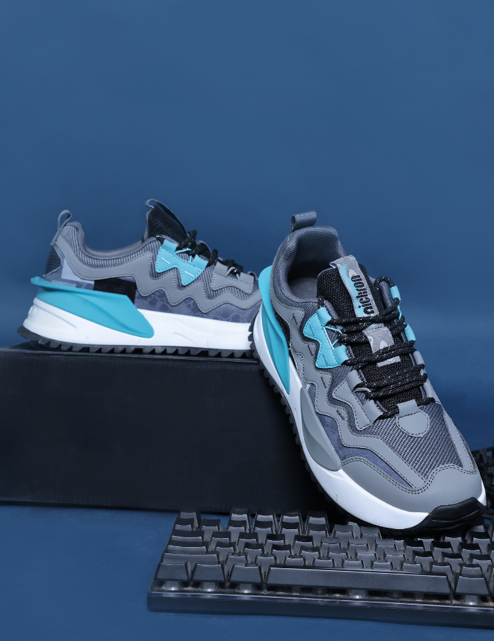 Nomad Graphite Teal Low-Top Chunky Sneakers