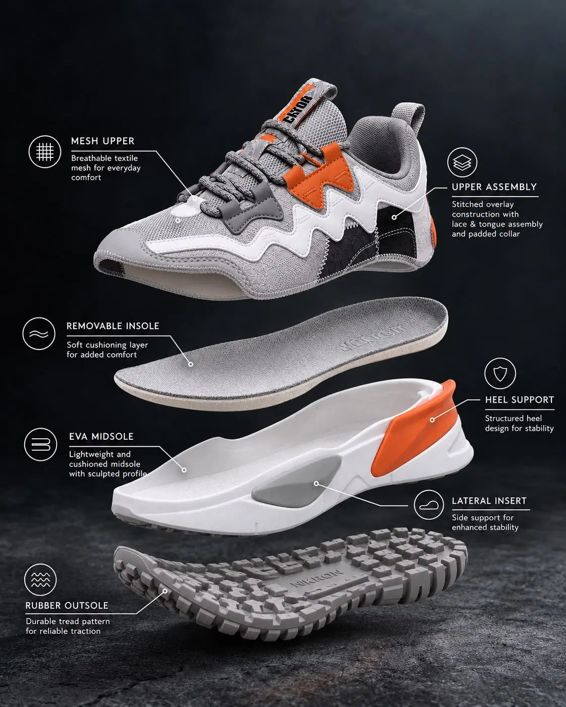 Nomad Ash Orange Low-Top Chunky Sneakers