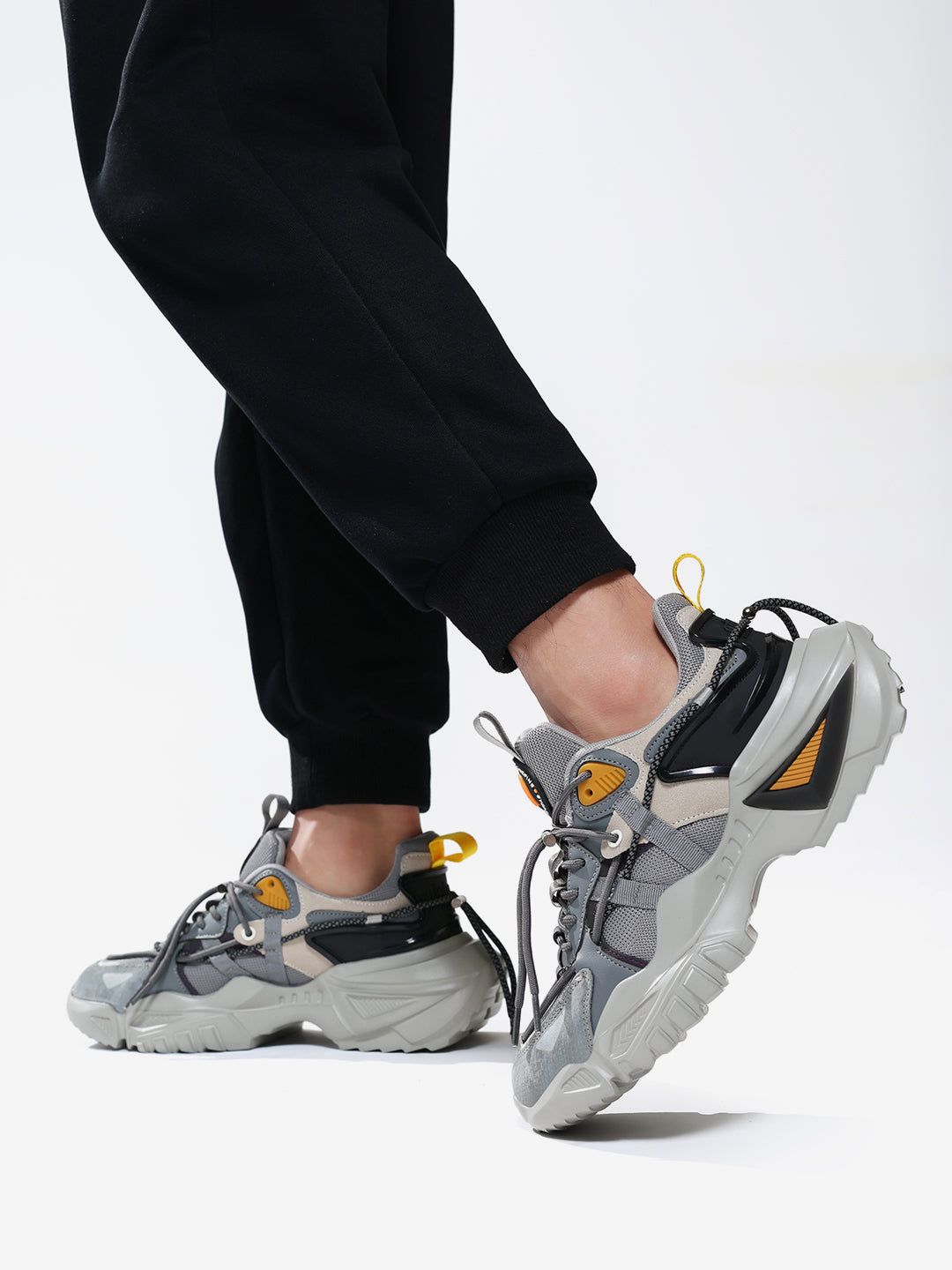 Rocket Boost Grey High Heel Funky Designer Low Top Sneakers