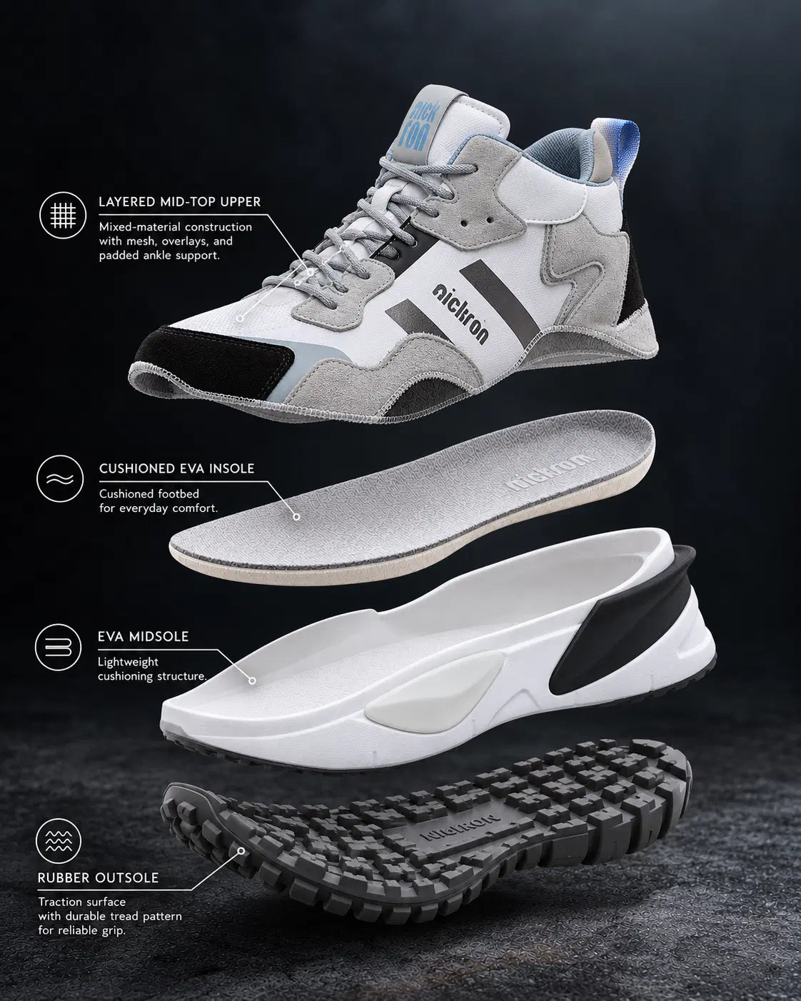 Sentinel Smoke White Mid-Top Sneakers