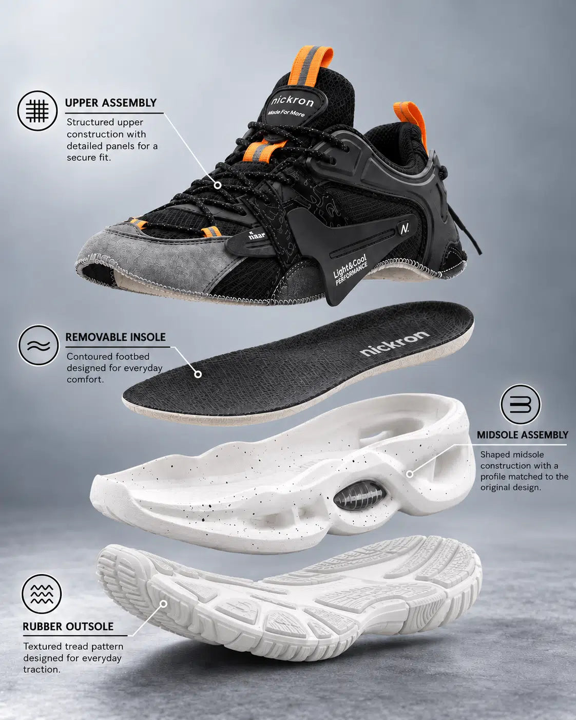 Singalmaha Black Chunky Sole Designer Premium Sneakers