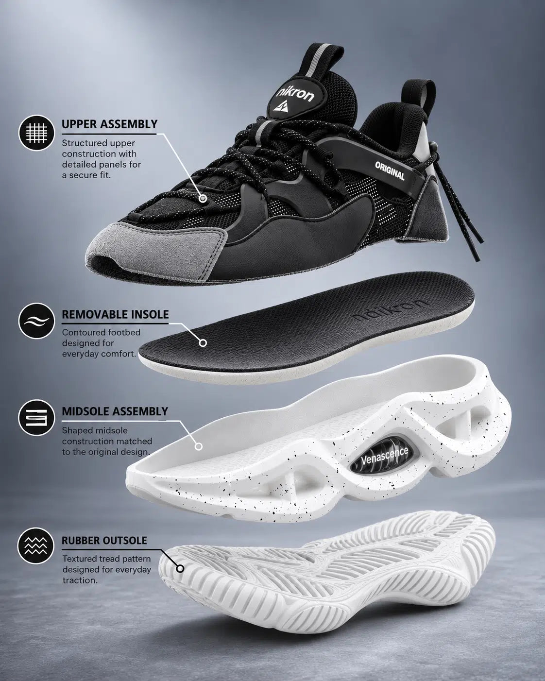 Singalmaha Blackmate Pro Chunky Sole Designer Premium Sneakers