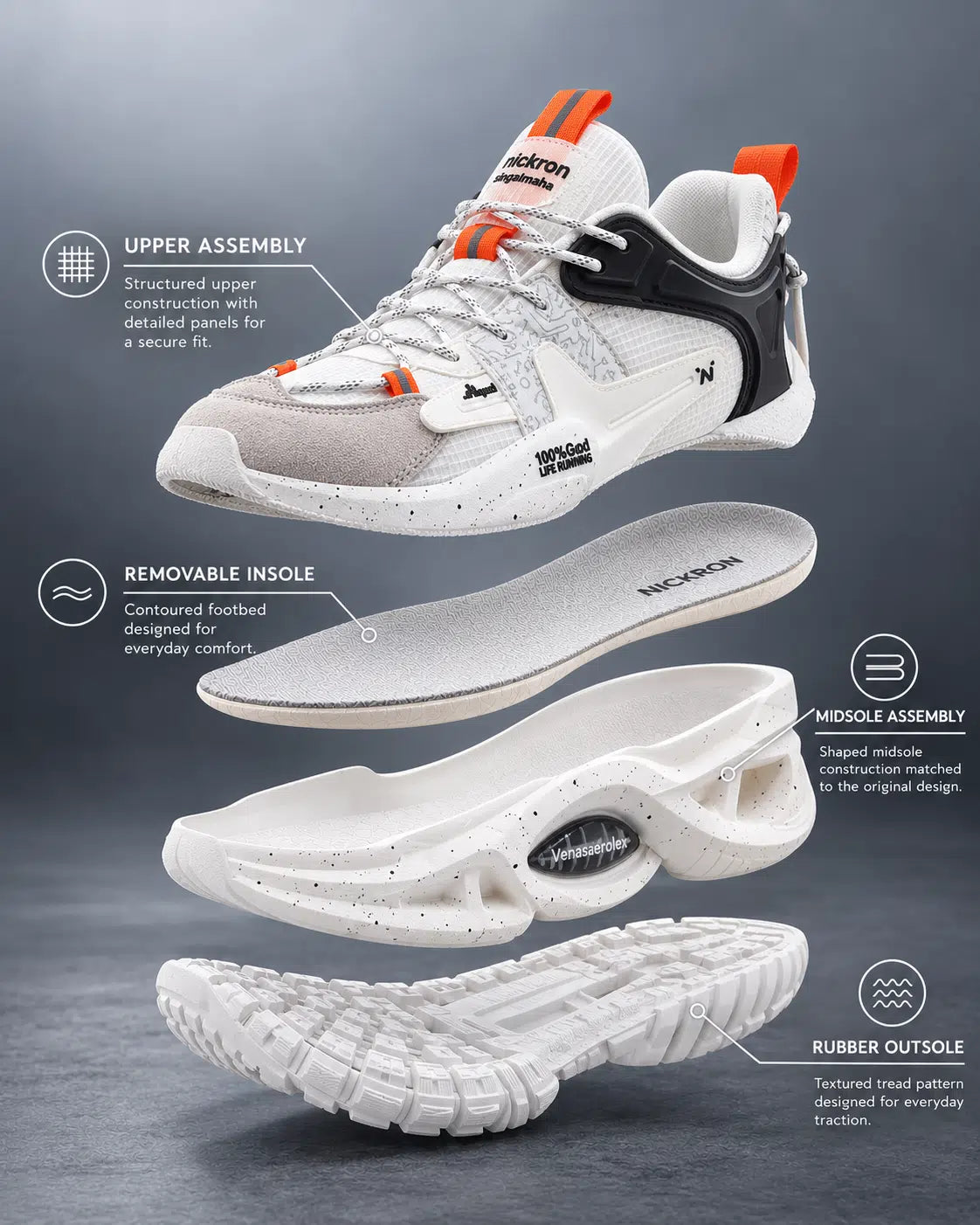 Singalmaha White Chunky Sole Designer Premium Sneakers