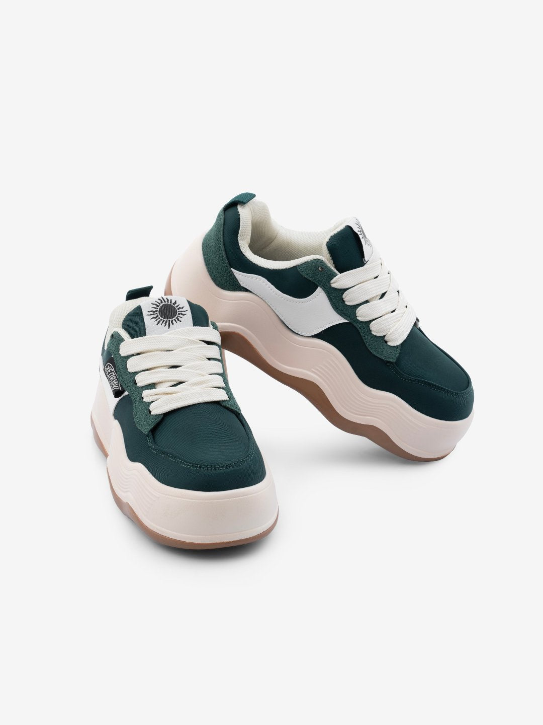 XeoRyay Ventura Women's Bottle Green Chunky High Heel Sneakers