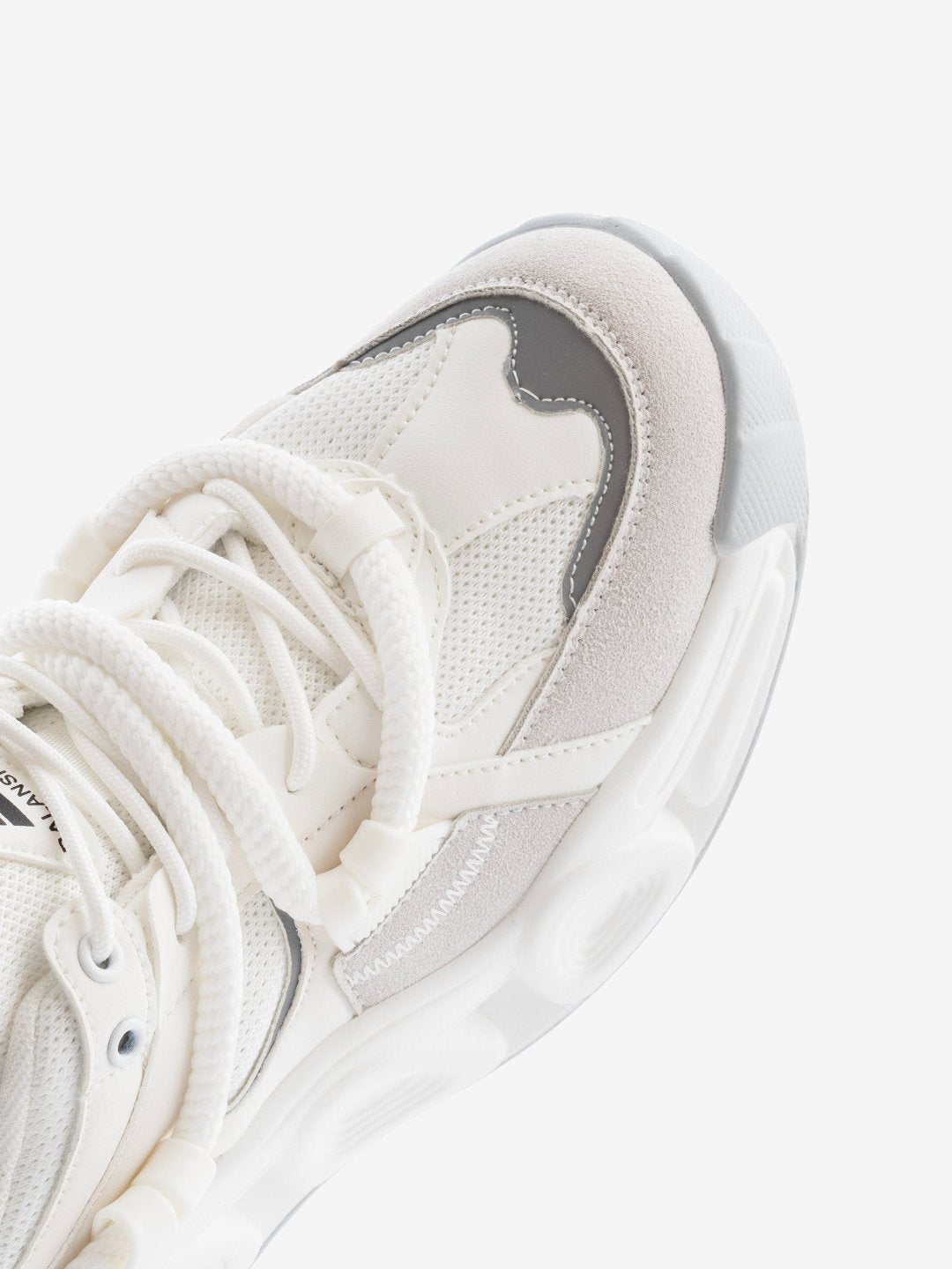 Balanshica Urban Leaf White High Heel Unisex Chunky Sole Sneakers