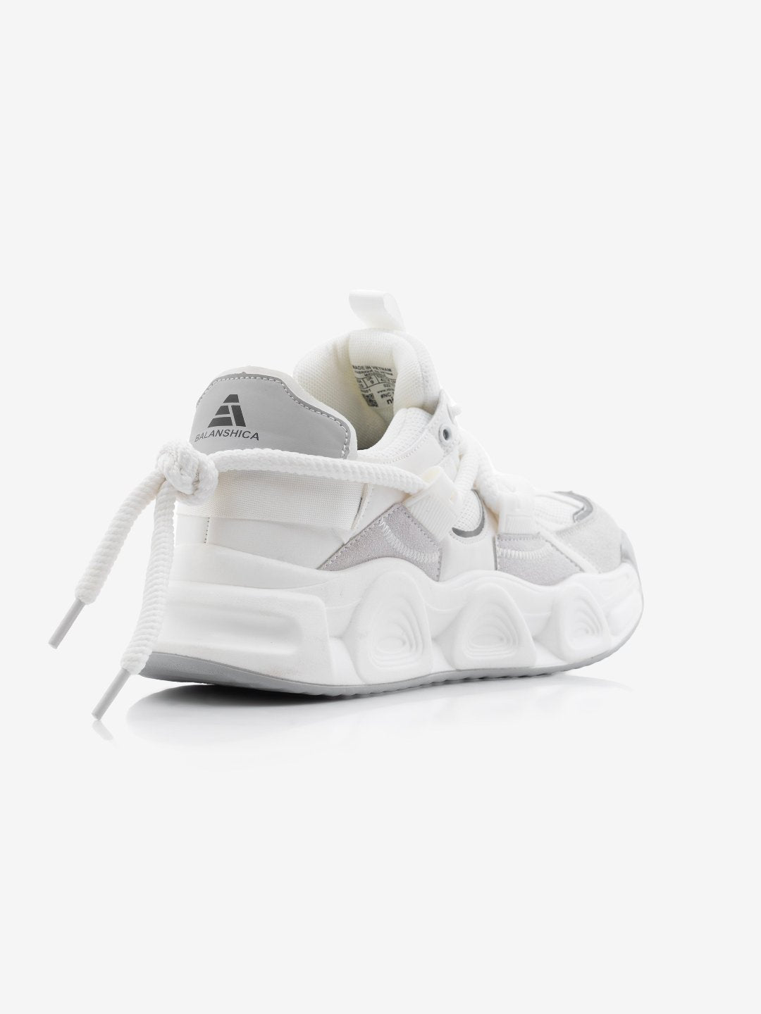 Balanshica Urban Leaf White High Heel Unisex Chunky Sole Sneakers