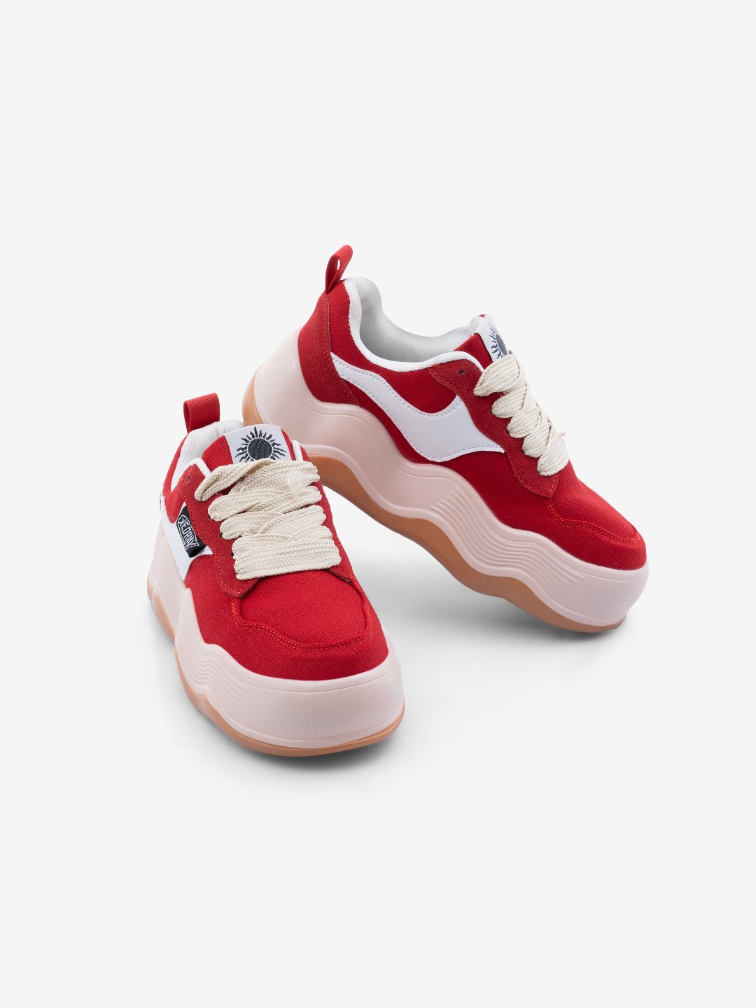 XeoRyay Ventura Women's Blood Red Chunky High Heel Sneakers