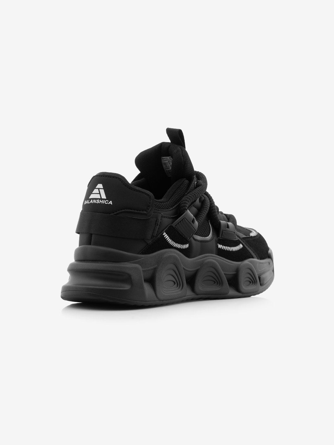 Balanshica Urban Leaf Black High Heel Unisex Chunky Sole Sneakers