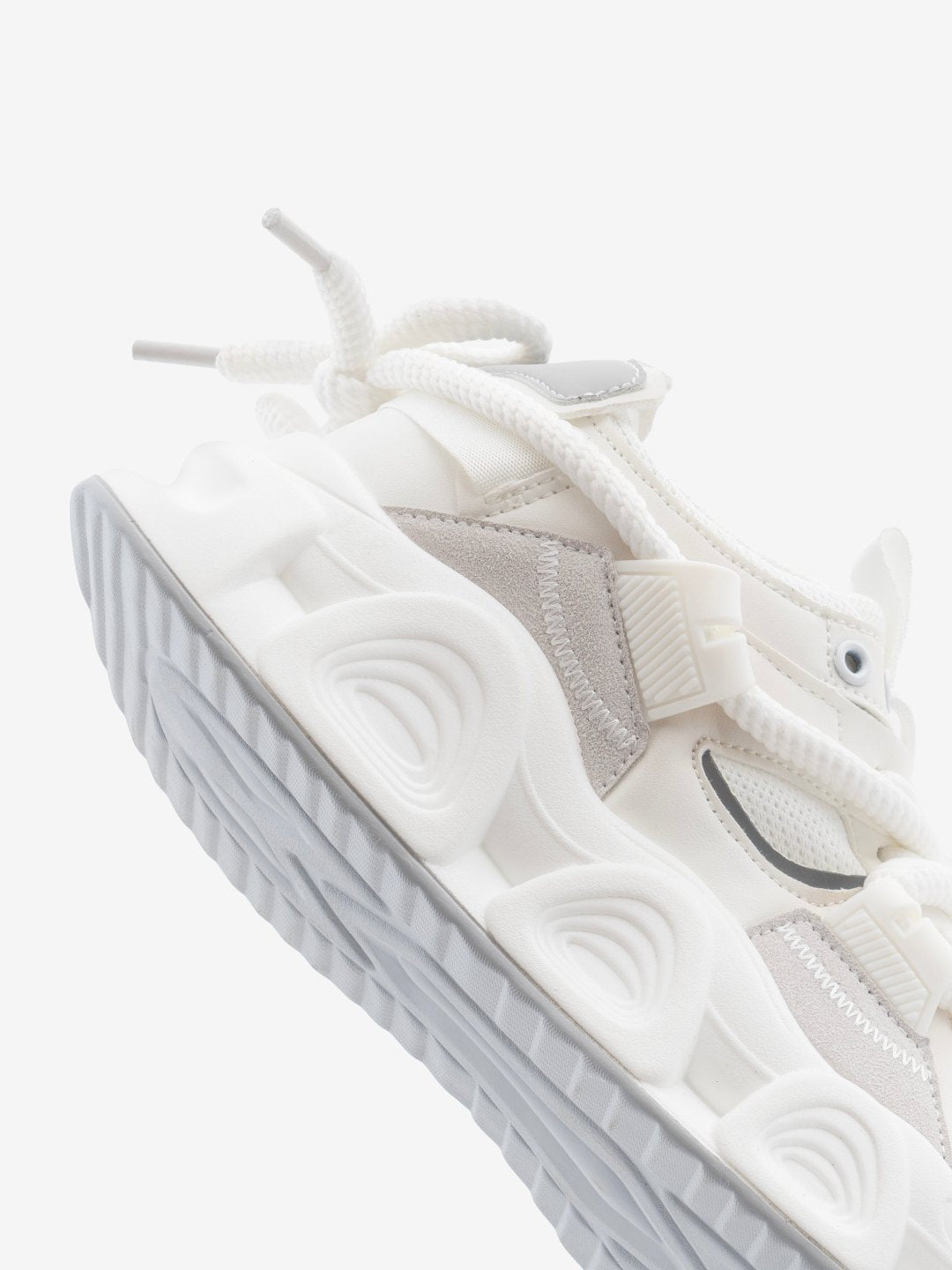 Balanshica Urban Leaf White High Heel Unisex Chunky Sole Sneakers