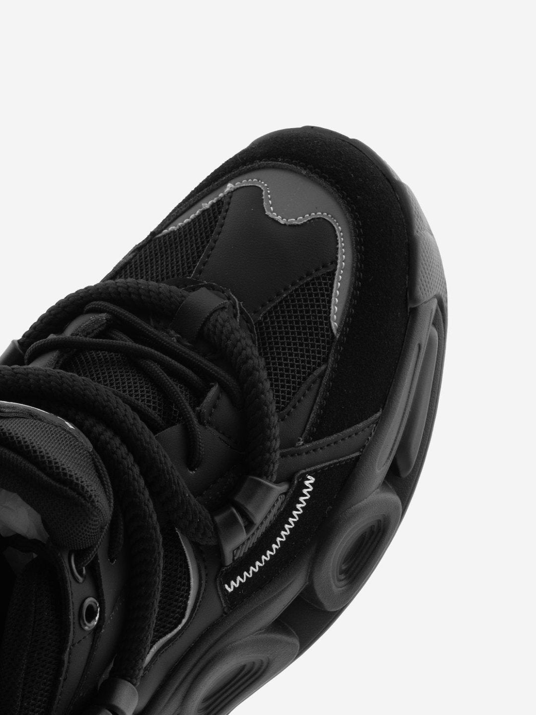 Balanshica Urban Leaf Black High Heel Unisex Chunky Sole Sneakers