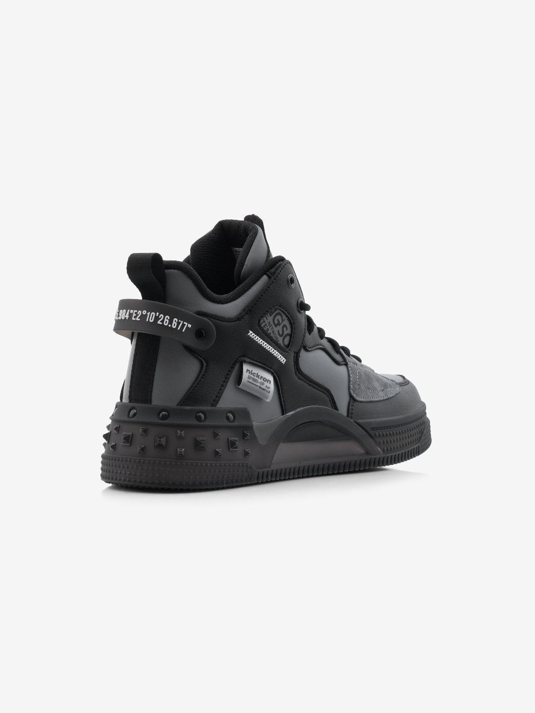 Droid 1.2 Black & Grey Mid-Top Stylish Flat Sole Premium Sneakers – Nickron