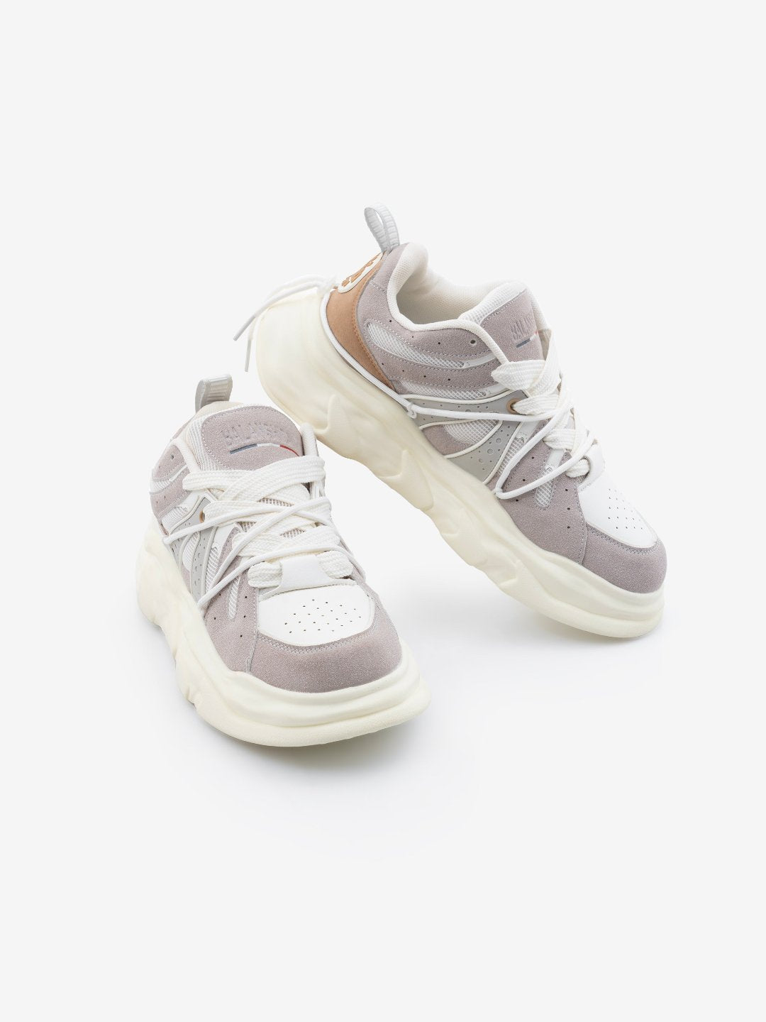 Balanshica Beige & White Funky Unisex Clubwear Chunky Sneakers