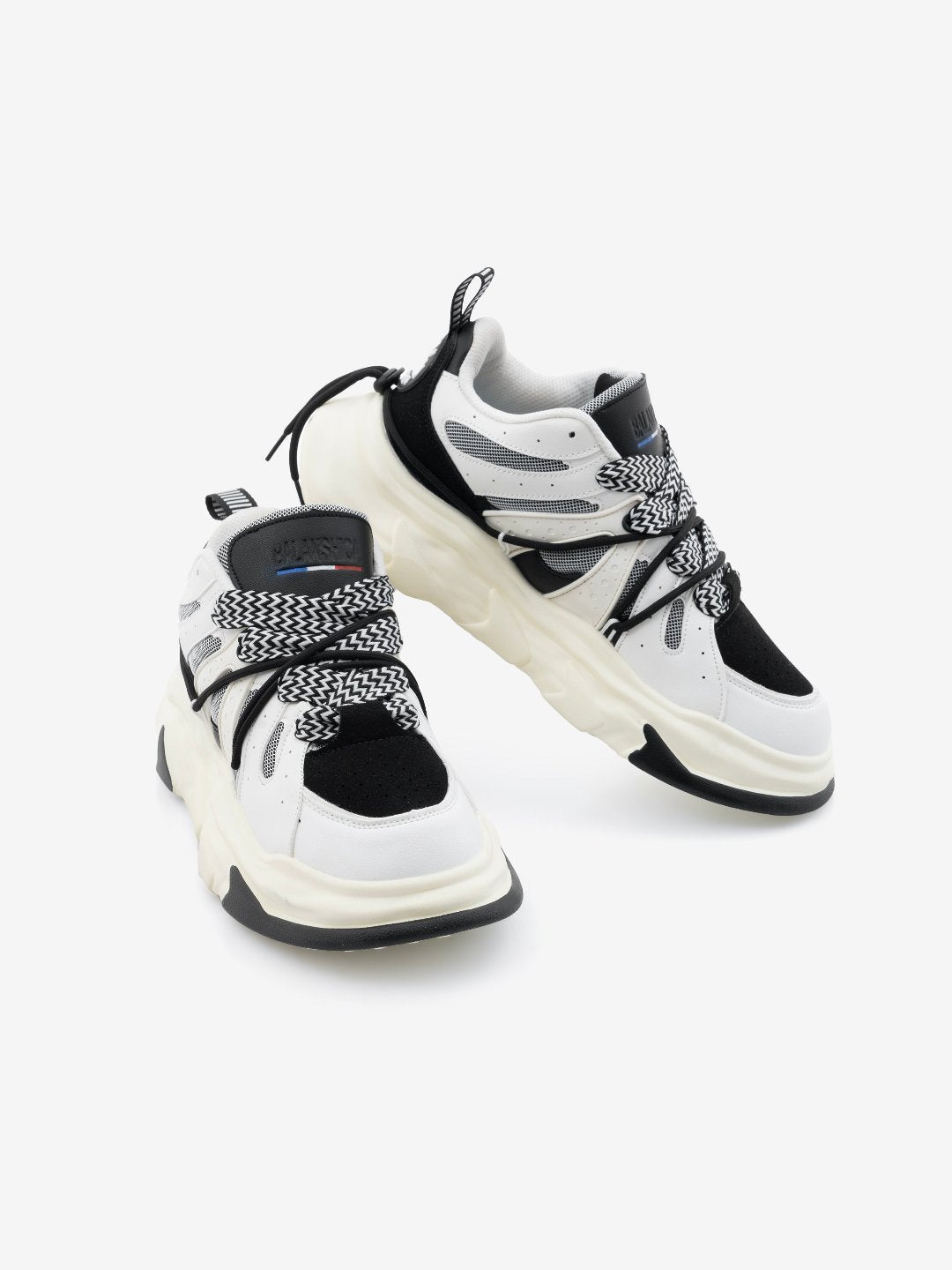 Balanshica Black & White Funky Unisex Clubwear Chunky Sneakers