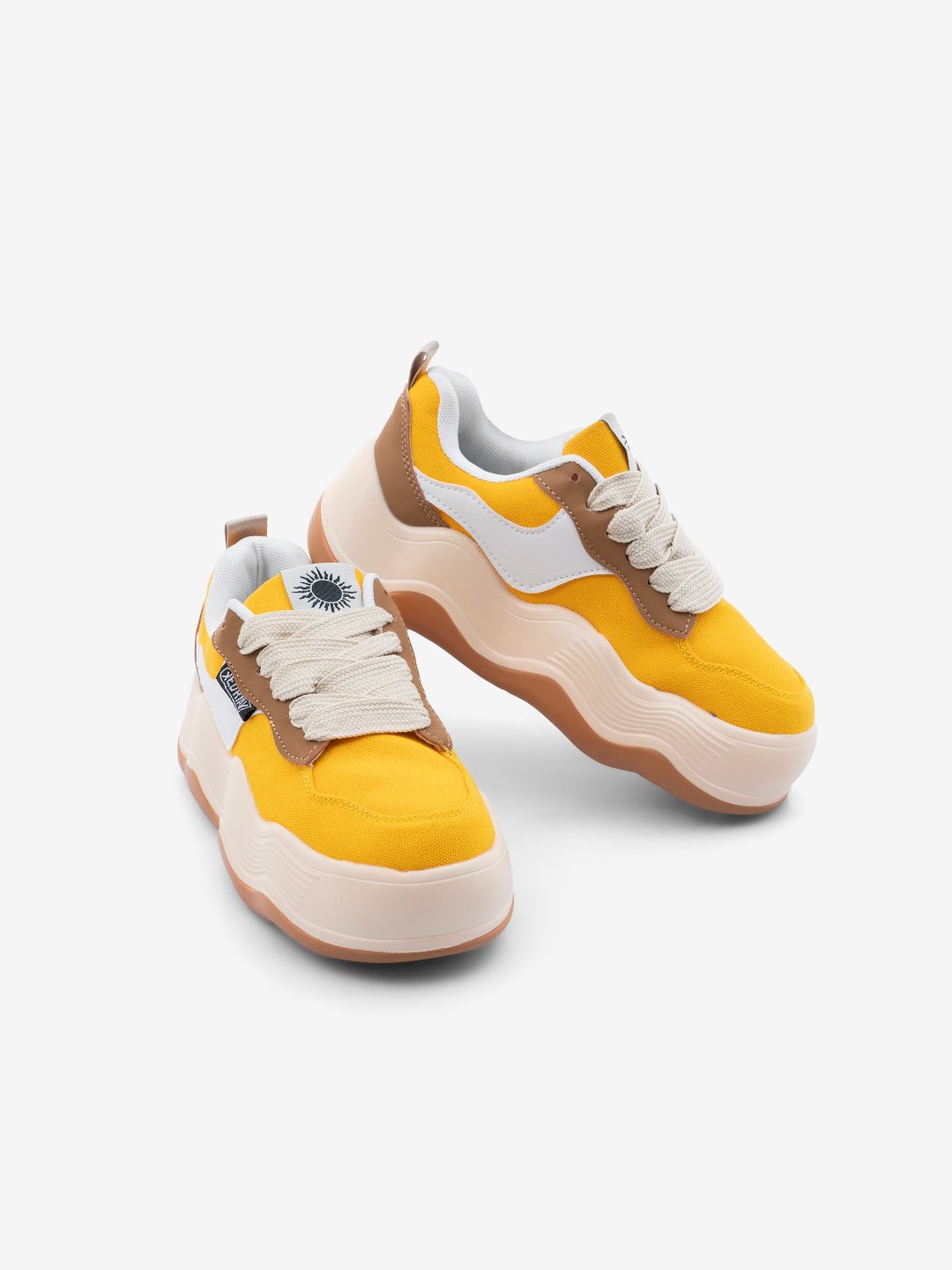 XeoRyay Ventura Women's Yellow Chunky High Heel Sneakers