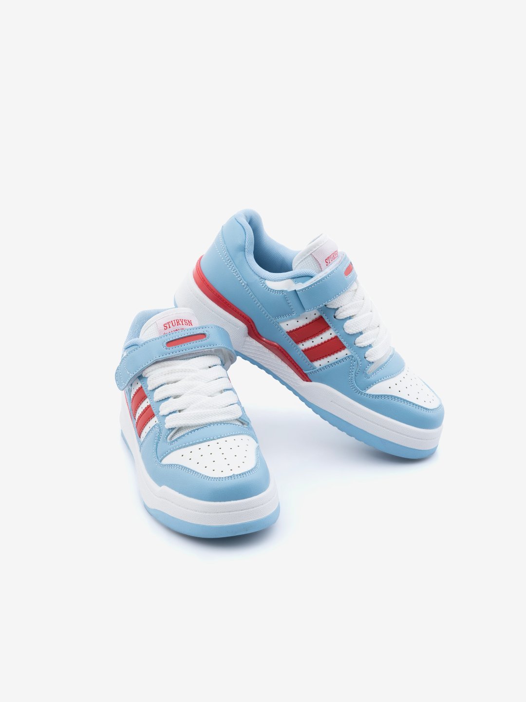 Baligurysn Drip White Blue Red Street Style Flat Sole Sneakers
