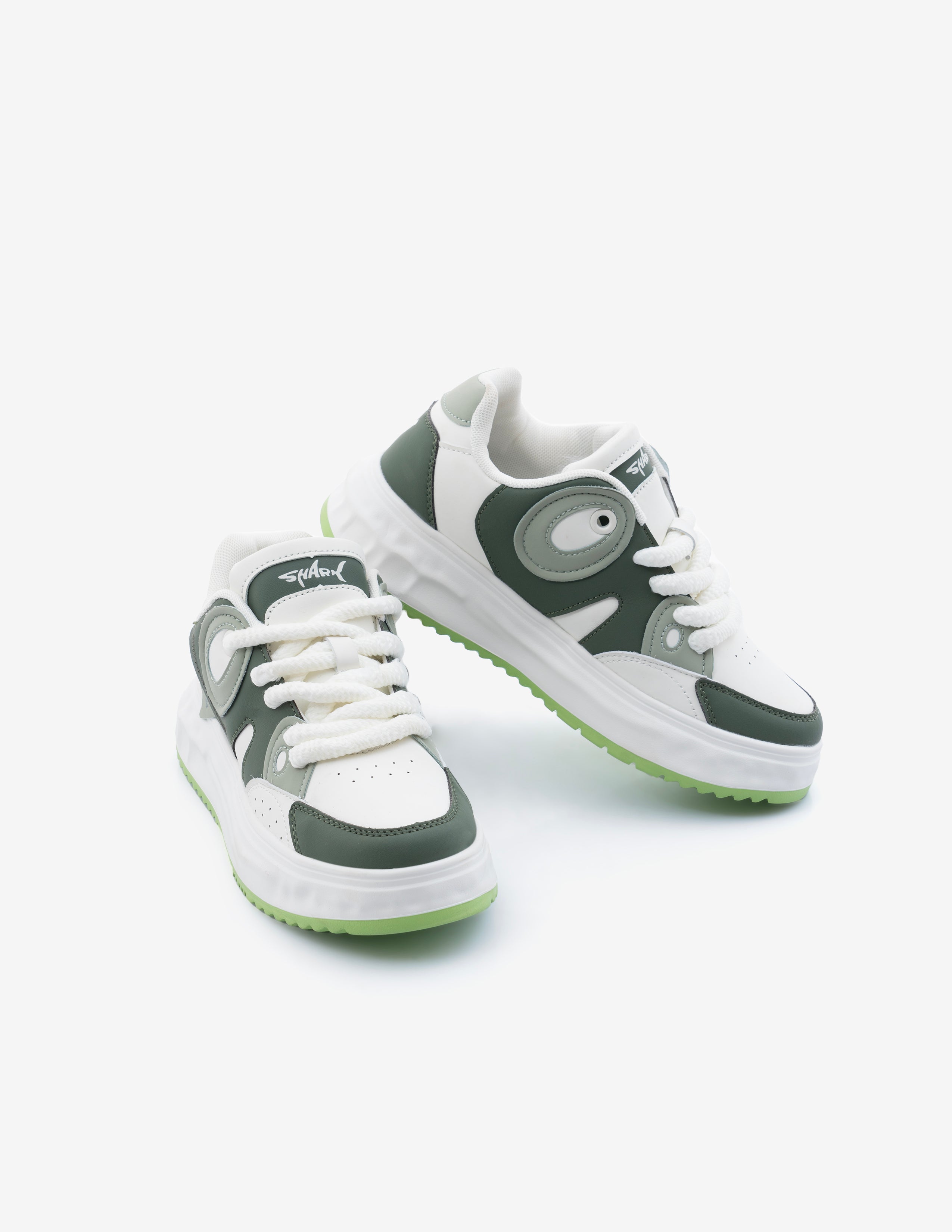 Shark Fury Women's Forest Green Low-Top Designer Sneakers