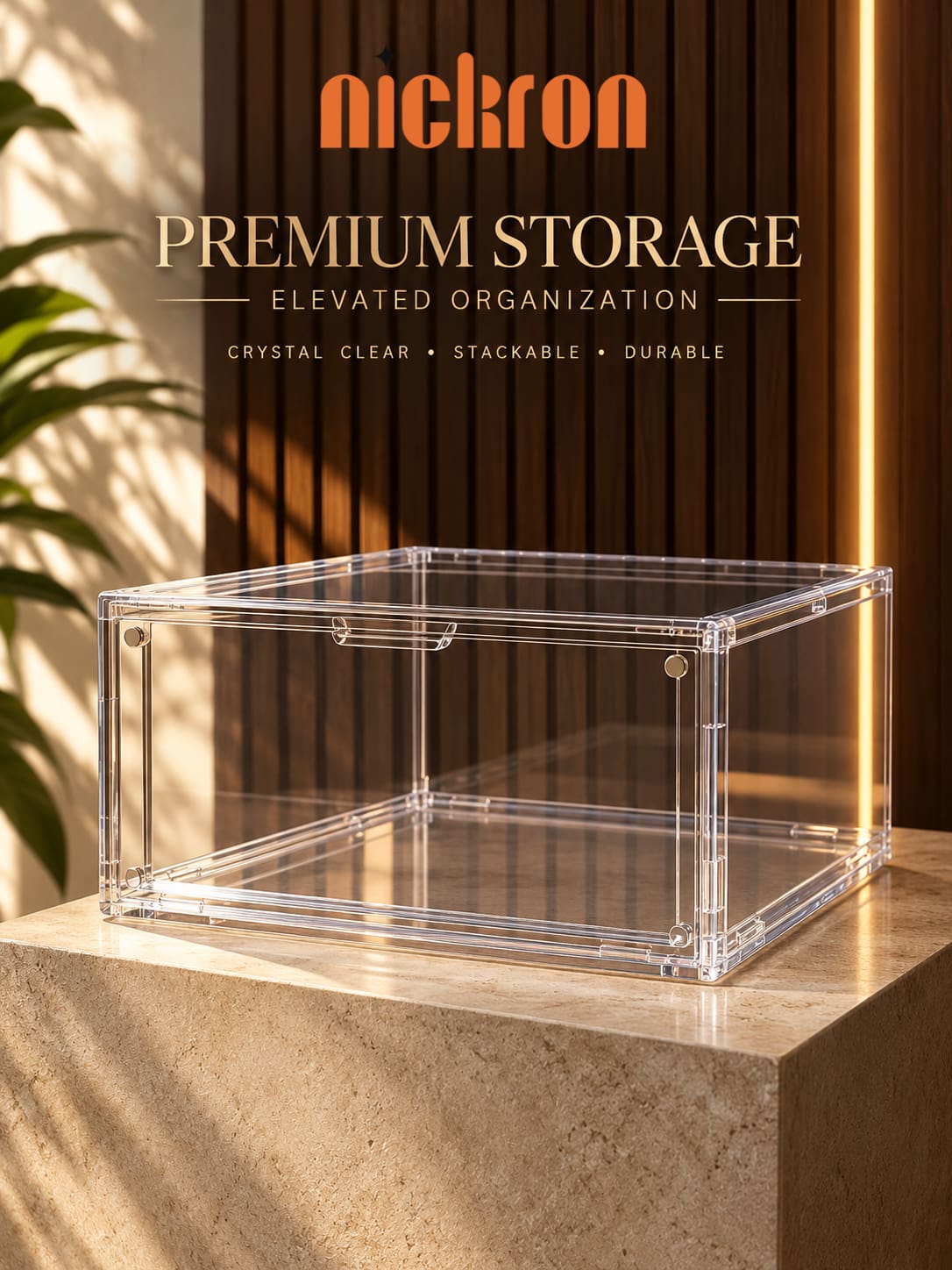 Nickron Transparent Shoe Storage Box | Stackable Sneaker Organizer | Dustproof Shoe Case | Foldable Plastic Shoe Box