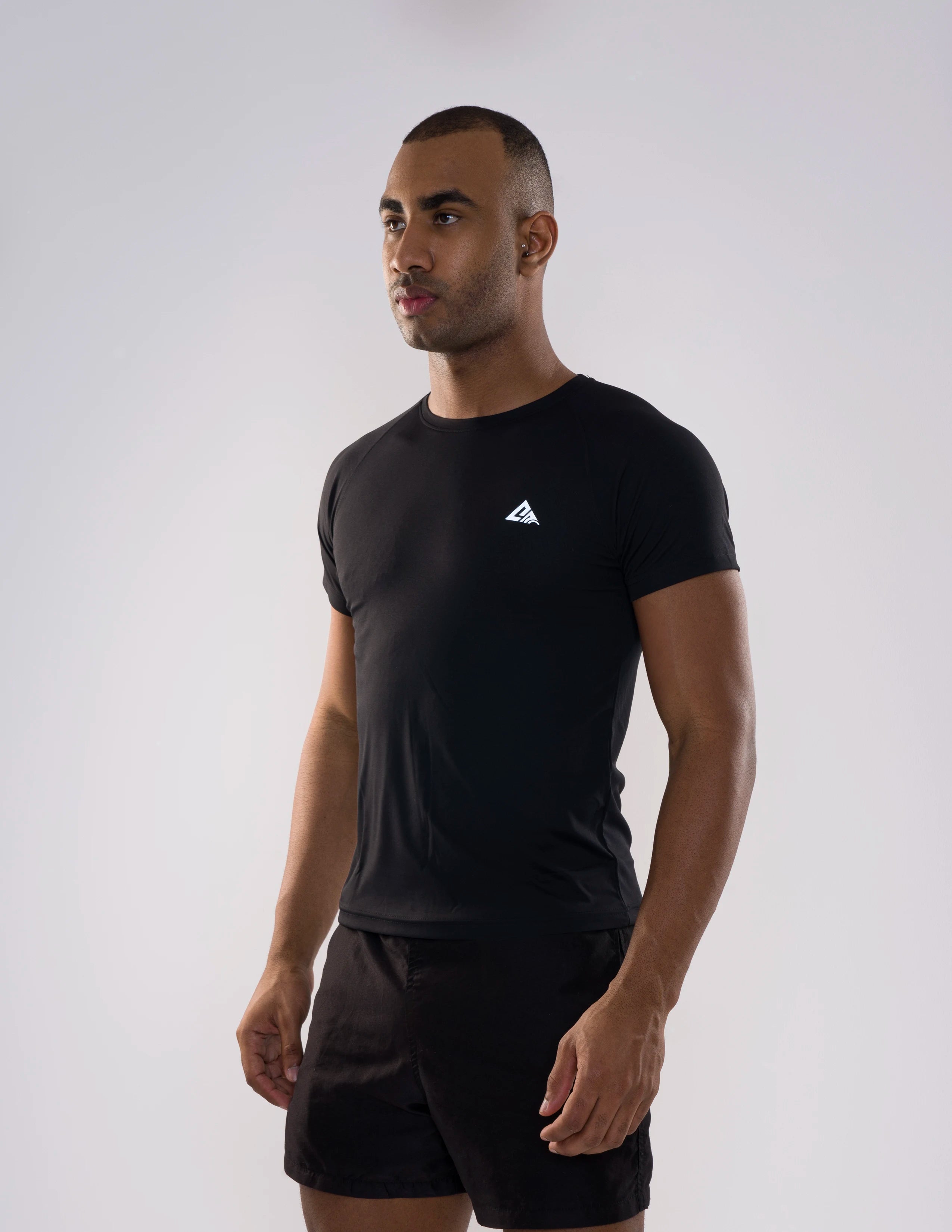 Nickron Half Sleeve T-Shirt in Black – Left Angle Front View