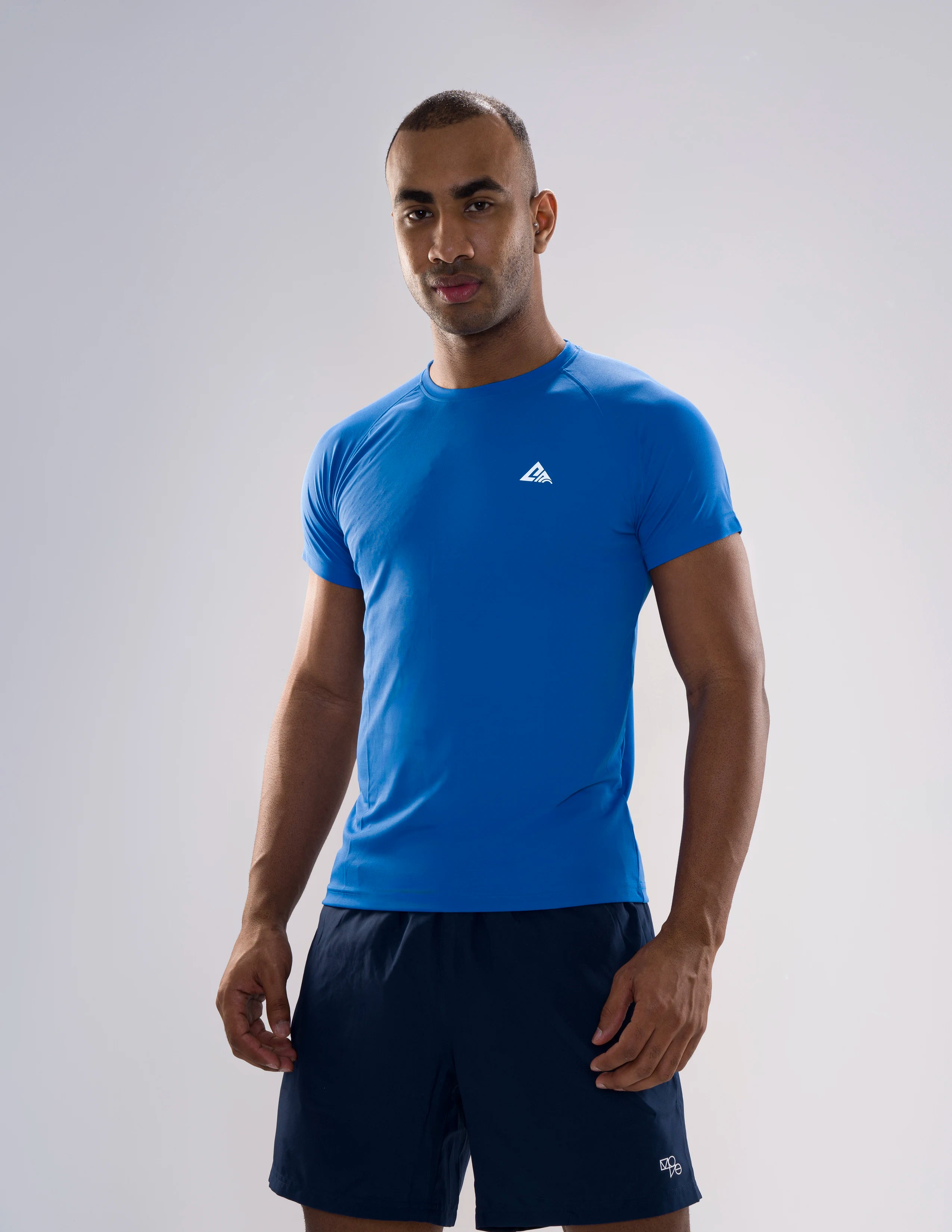 Nickron Half Sleeve T-Shirt in Blue – Left Angle Front View
