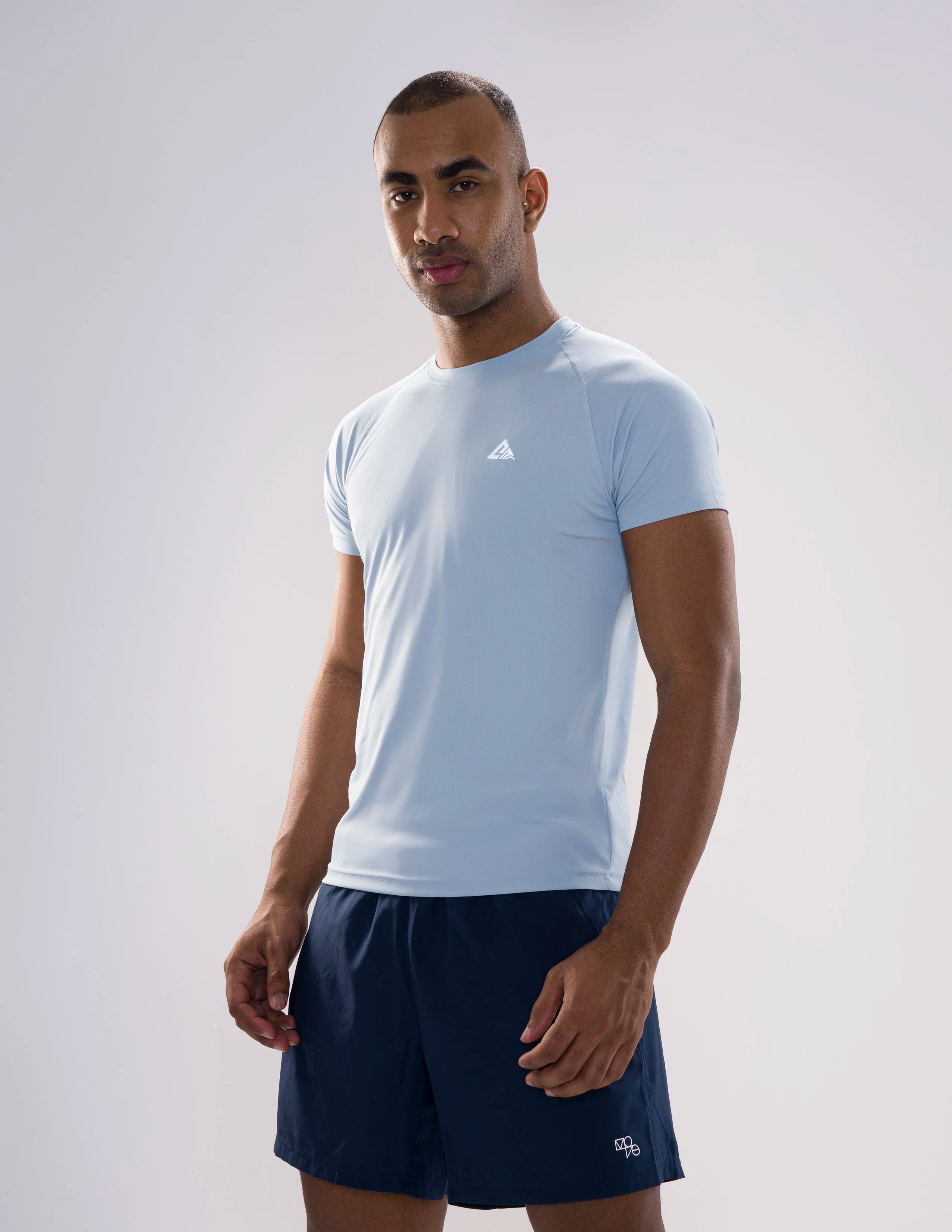 Nickron Half Sleeve T-Shirt in ICe Blue – Left Angle Front View