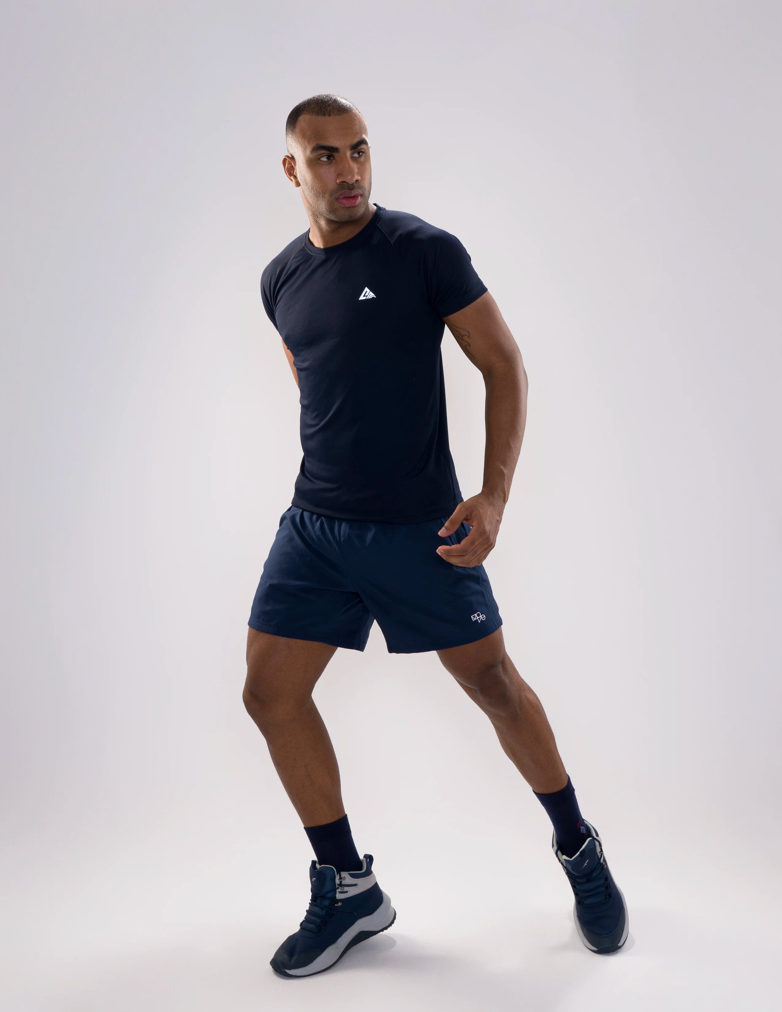 Nickron Half Sleeve T-Shirt in Navy Blue – Full Model View