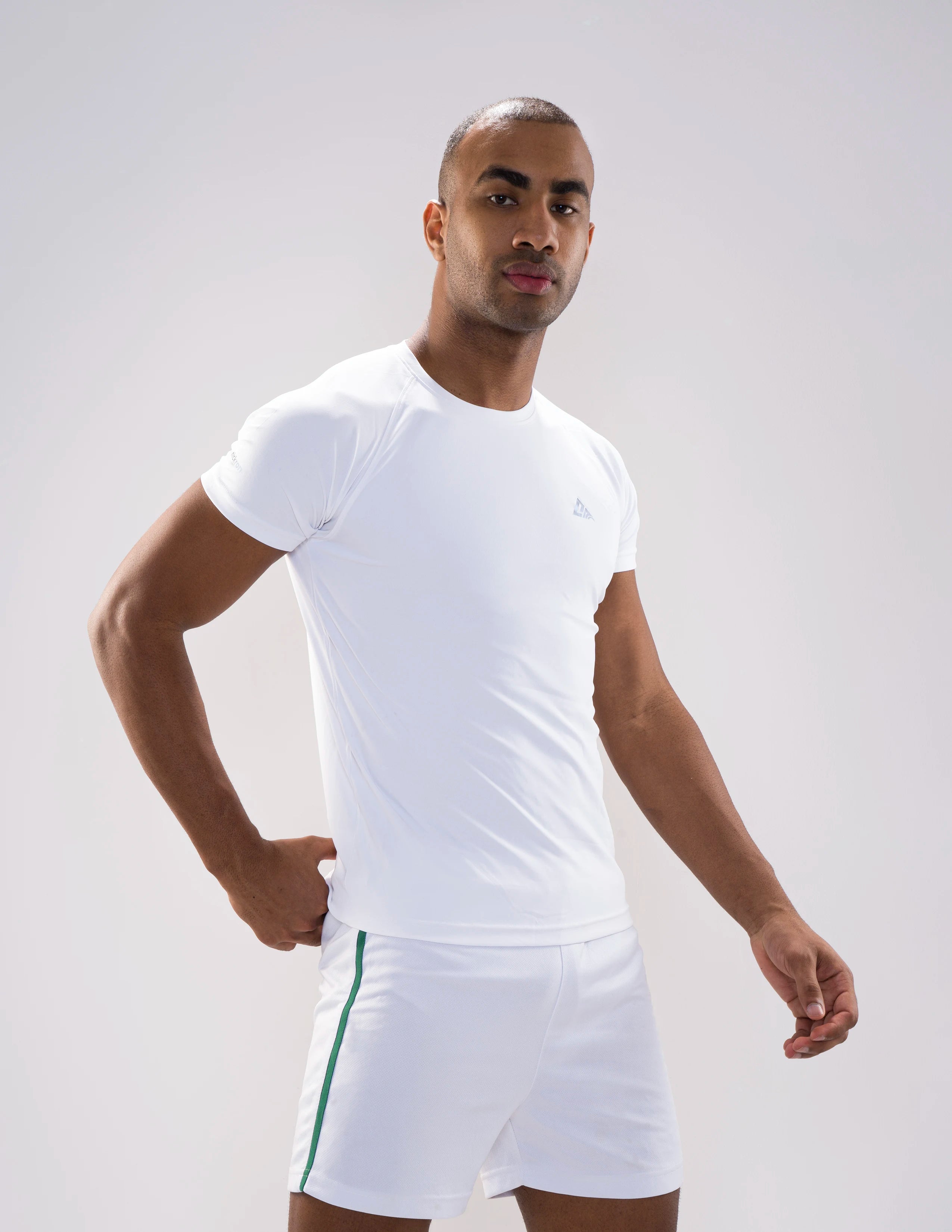 Nickron Half Sleeve T-Shirt in White – Right Angle Front View