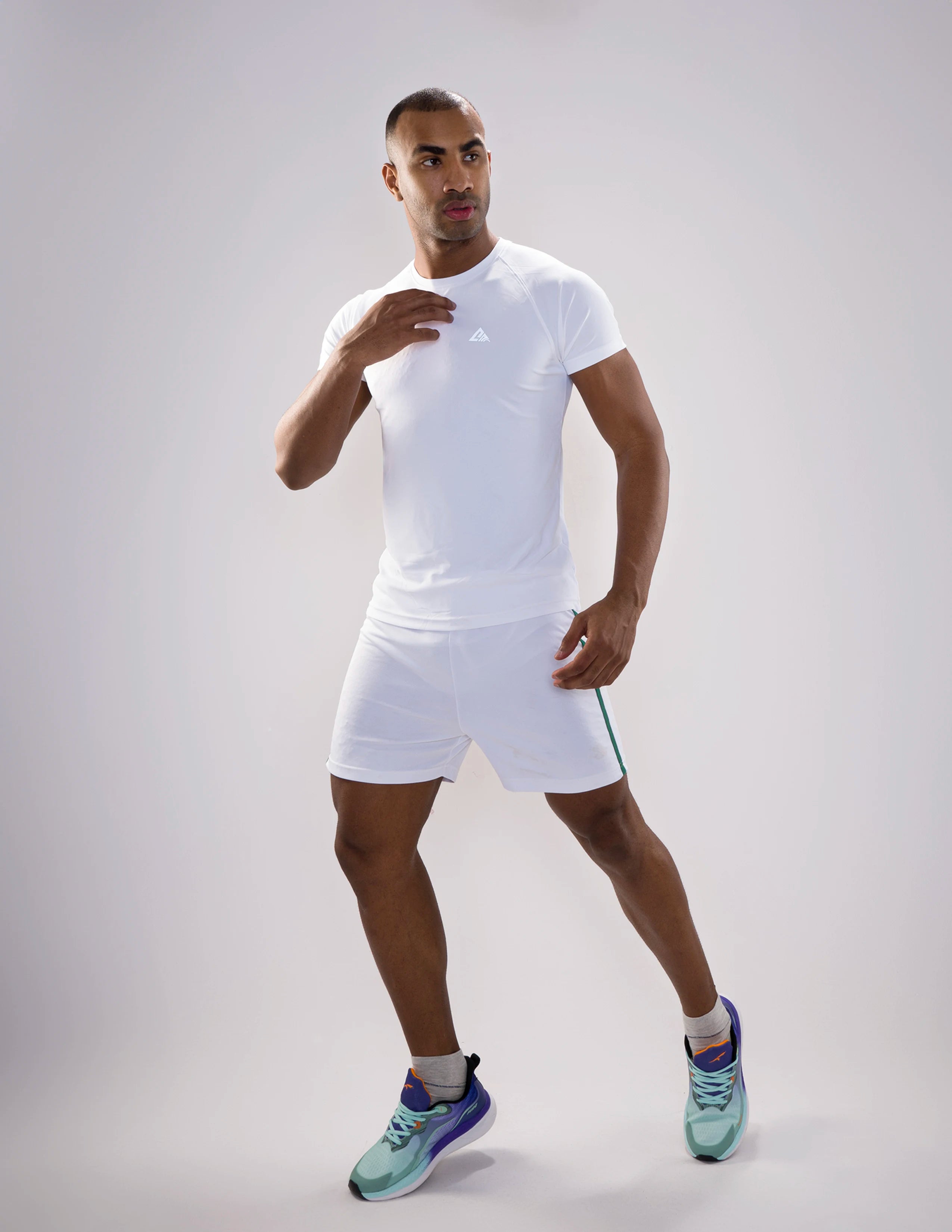 Nickron Half Sleeve T-Shirt in White – Full Model View