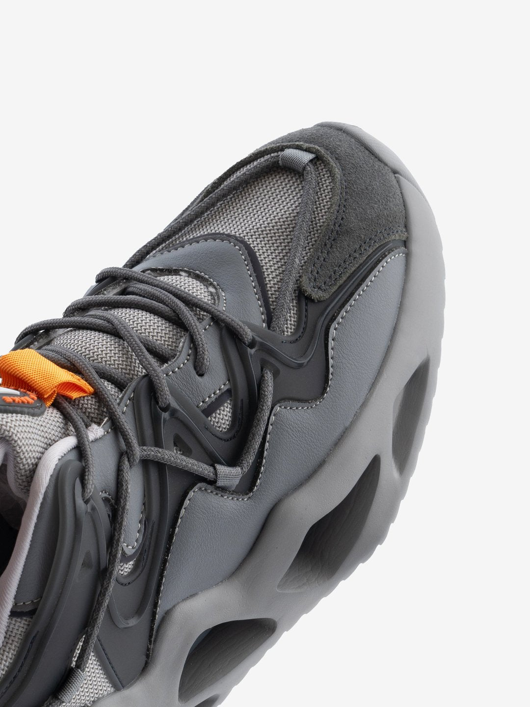 Front close-up of Smoky Grey Sneakers –  grey sneakers for men