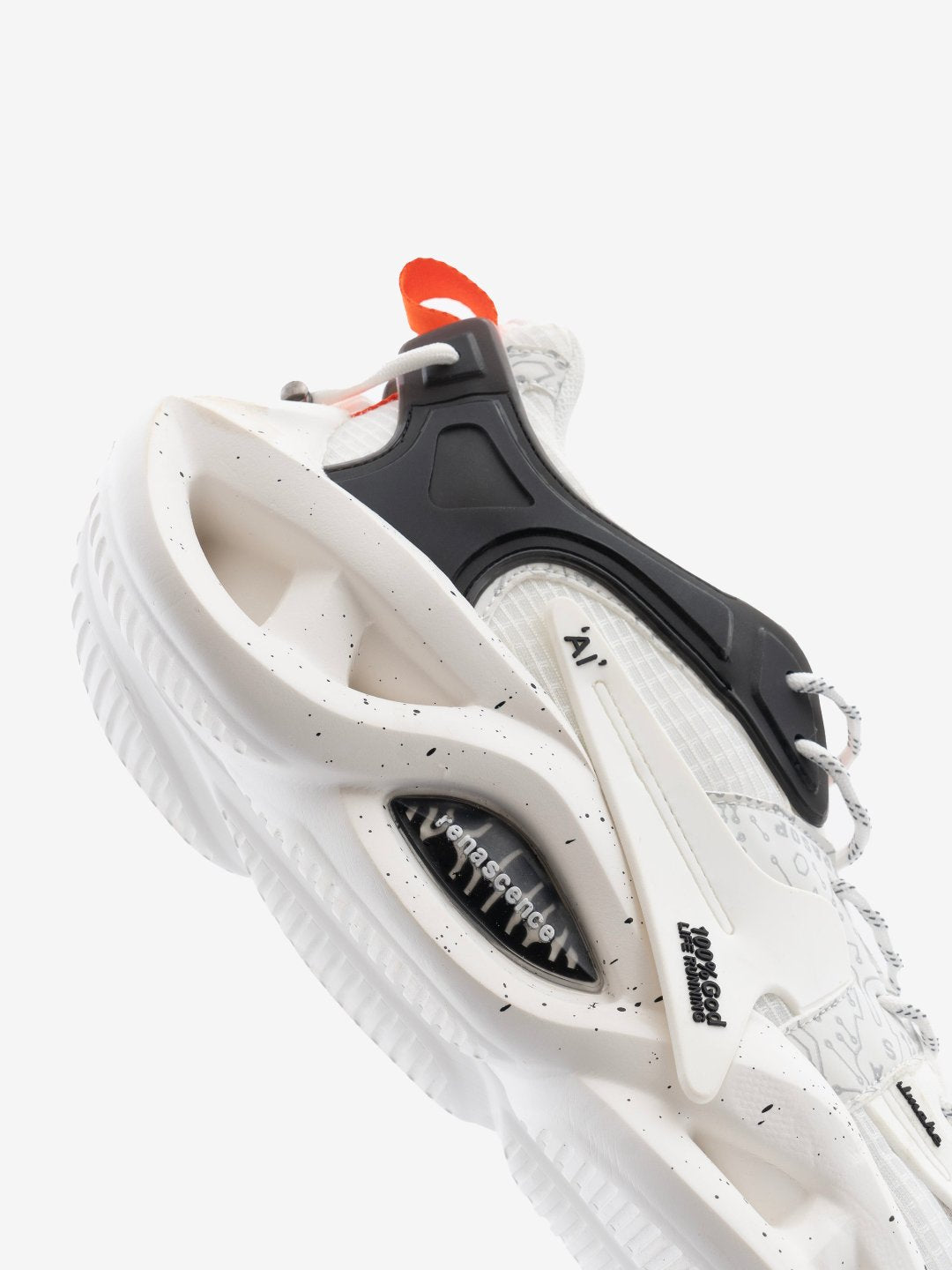 Chunky heel view of Singalmaha White Sneakers – Durable sole for Indian streets