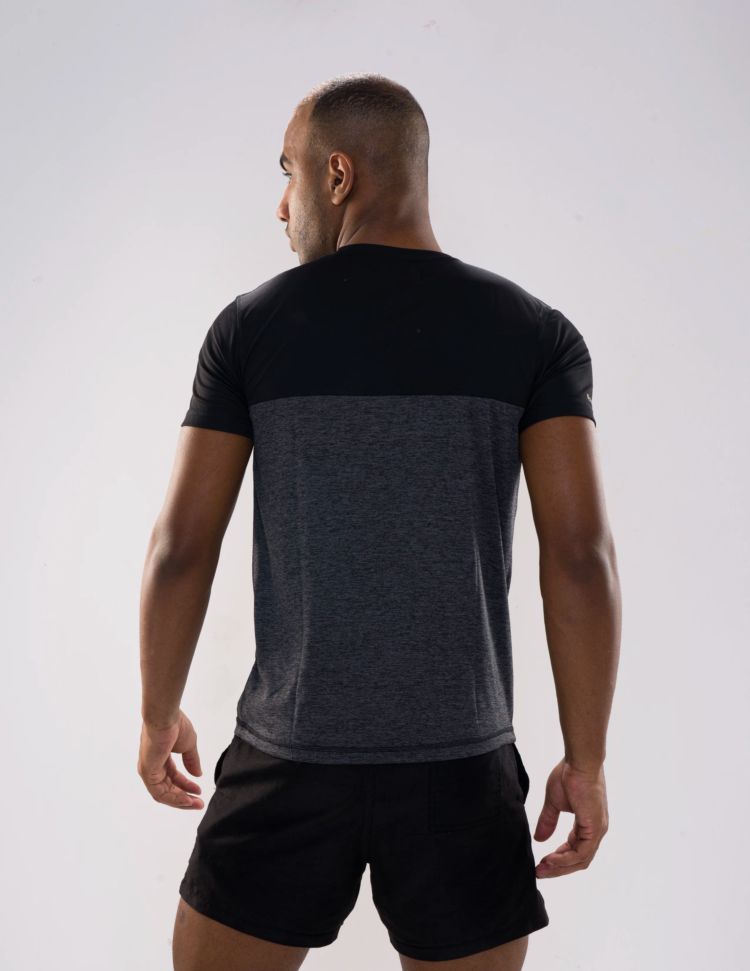 Nickron two-tone Half Sleeve T-Shirt in Black & Grey –  Back View