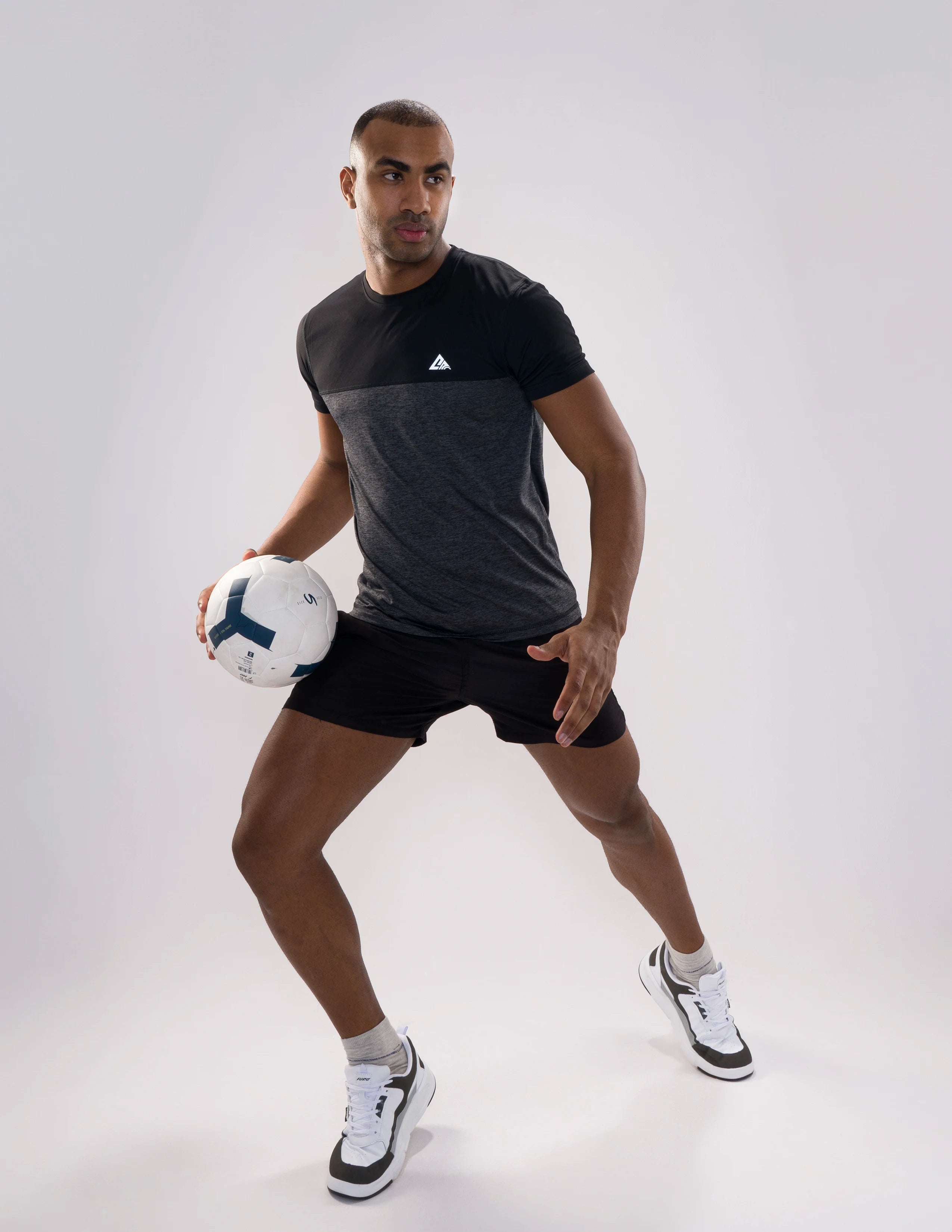 Nickron two-tone Half Sleeve T-Shirt in Black & Grey –  Full model View