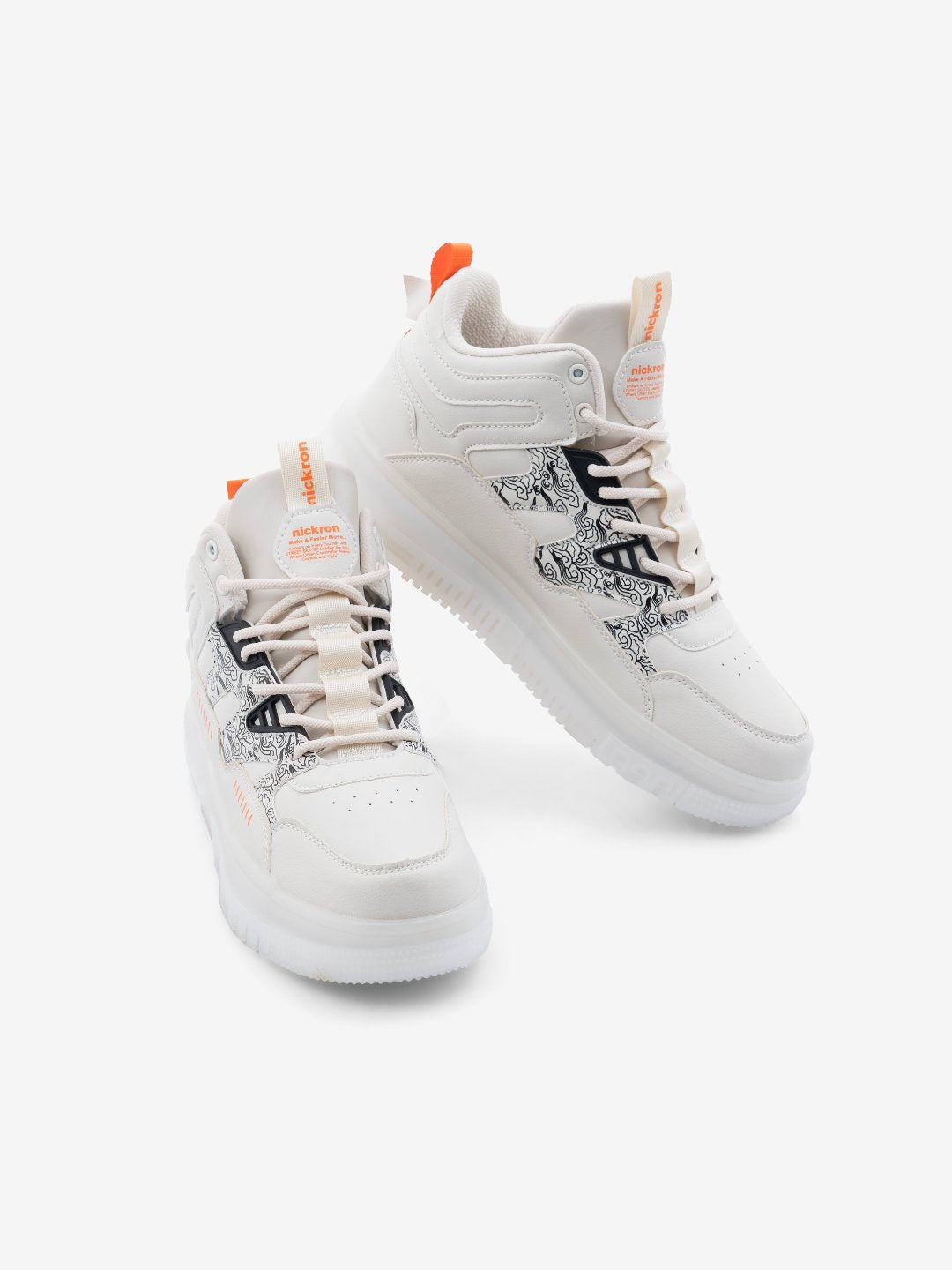 Pair of Street Skate Beige Sneakers – Neutral tone mid top shoes for men by Nickron