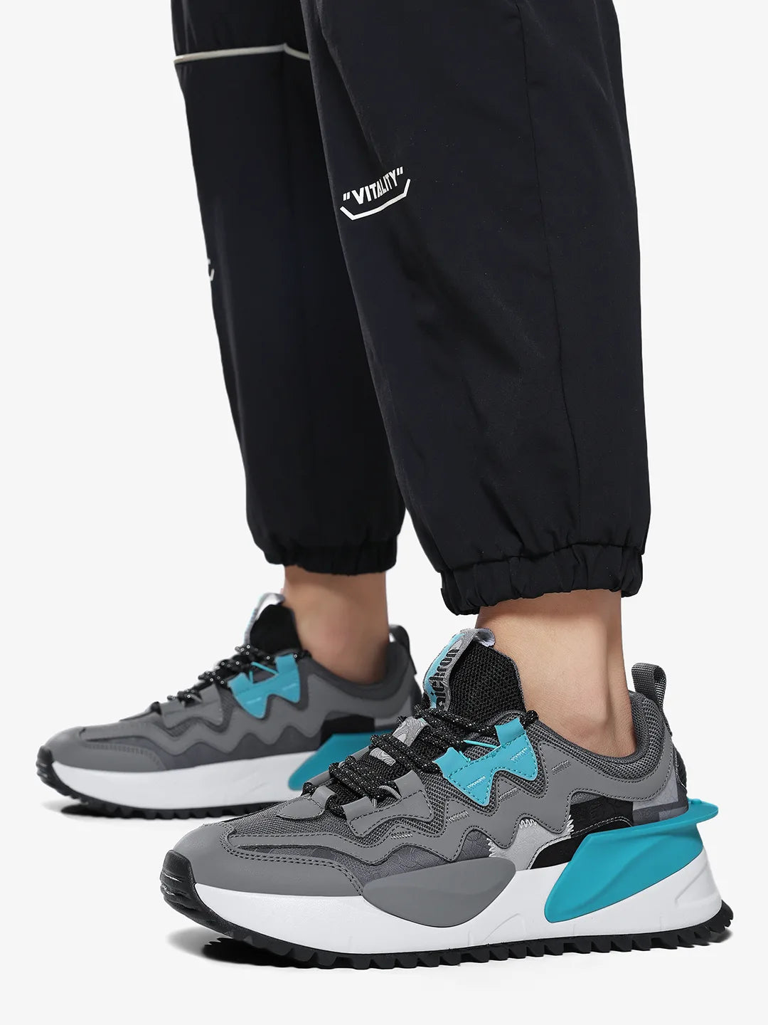 Nomad Graphite Teal Low-Top Chunky Sneakers