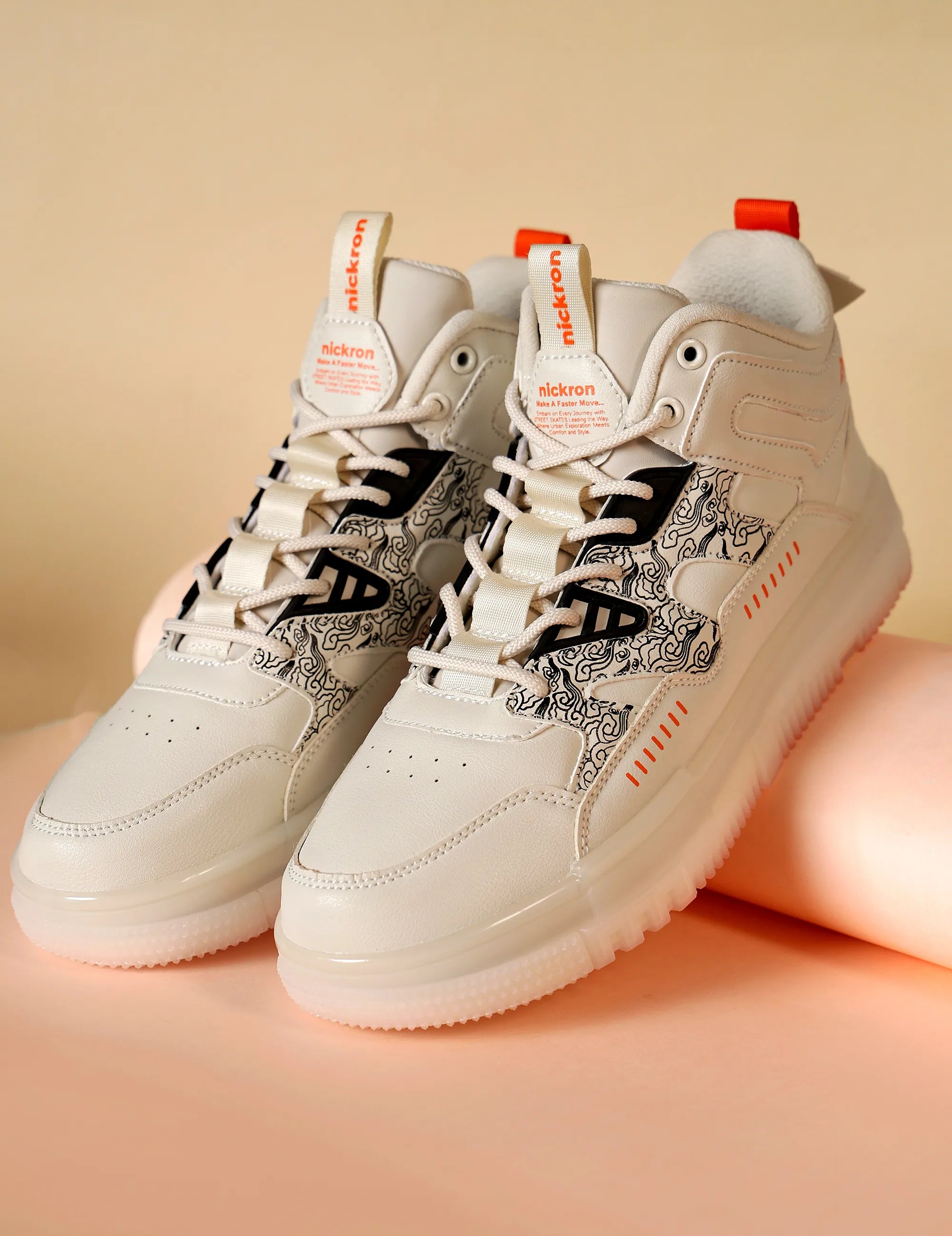 Street Skate 2.0 Beige Mid Top Premium Flat Sole Sneakers