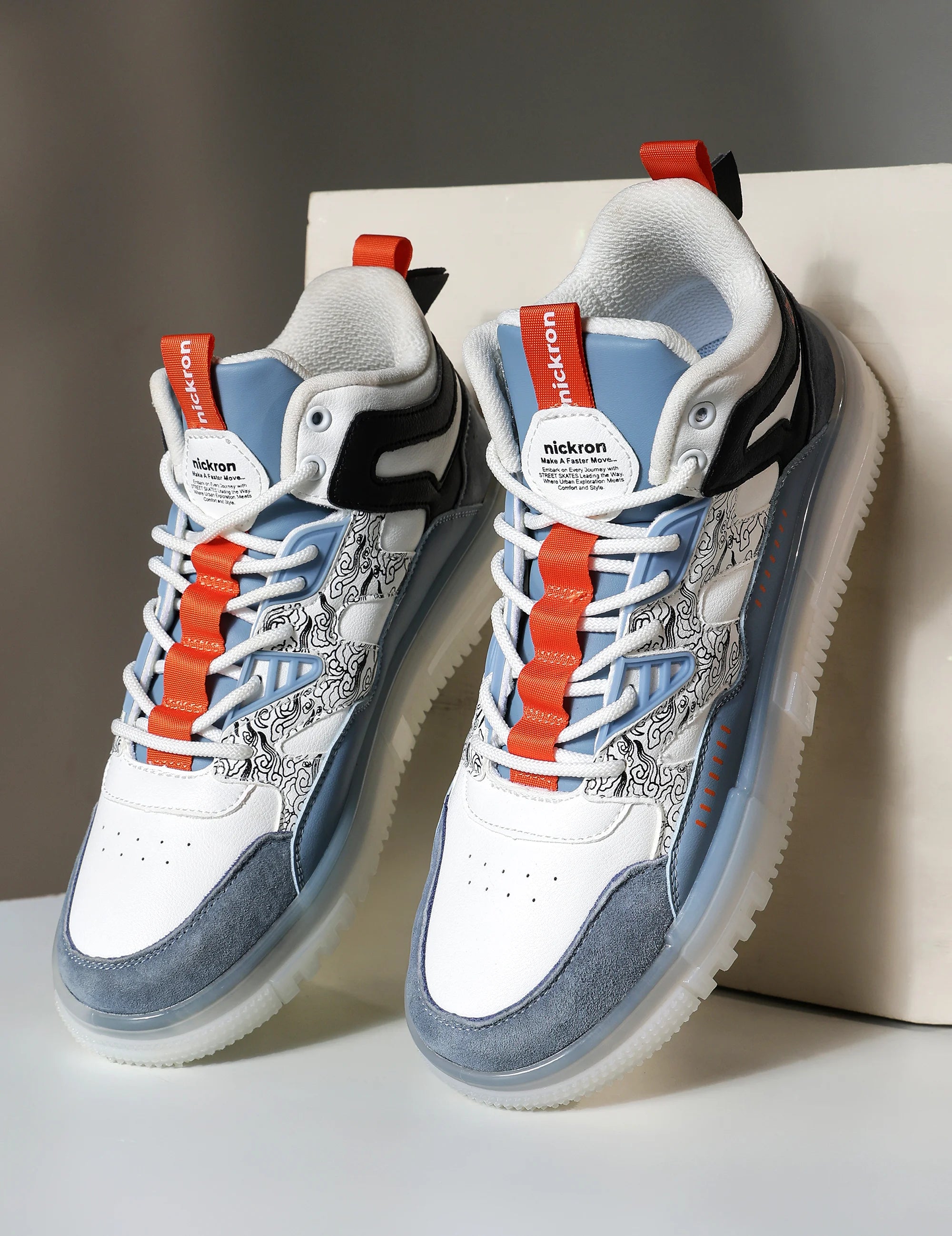 Street Skate 2.0 Blue Mid Top Premium Flat Sole Sneakers