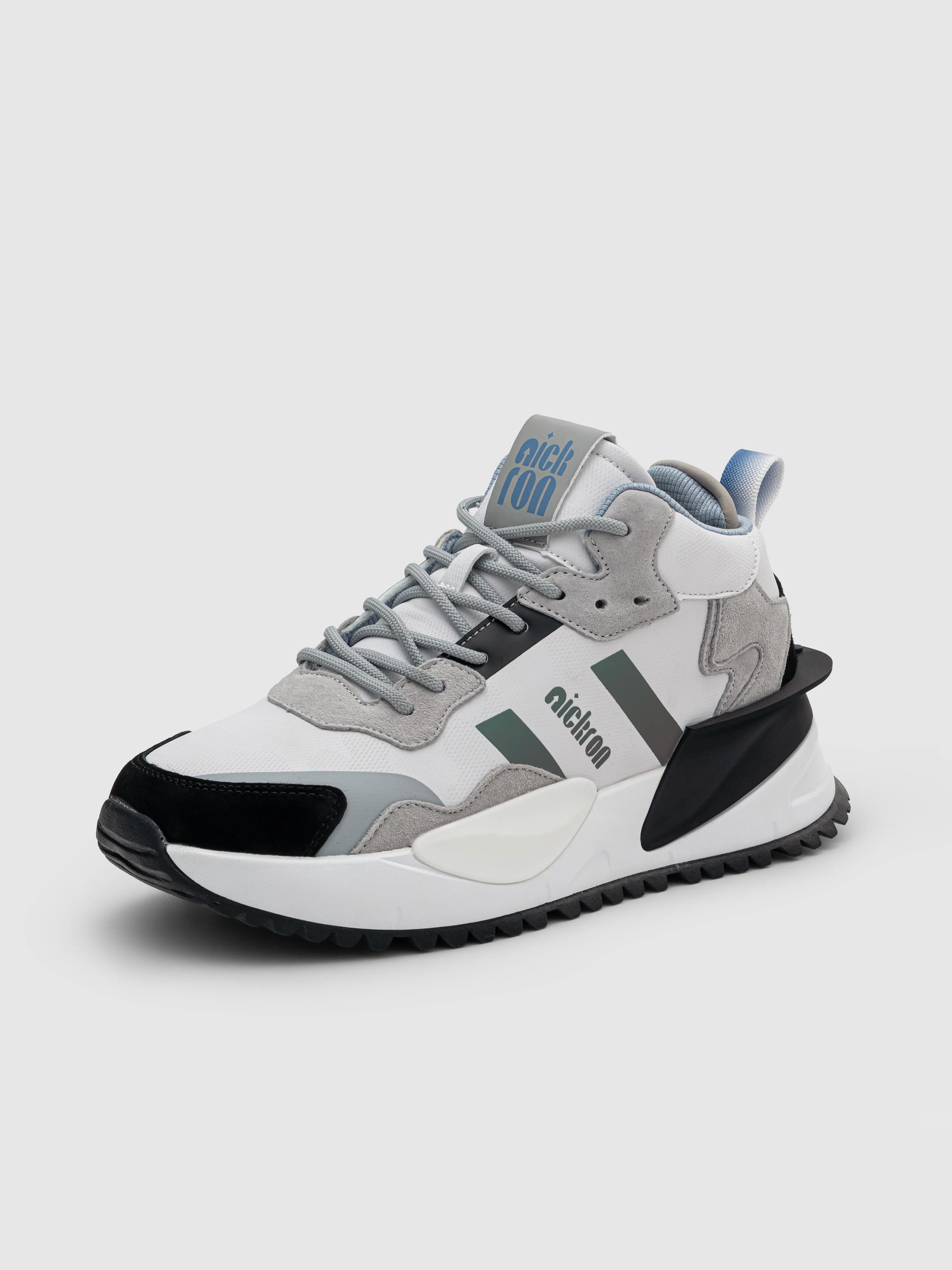 Sentinel Smoke White mid‑top sneakers side view in smoke and white